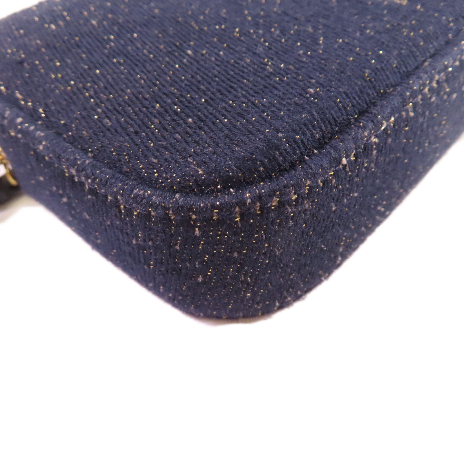 CHANEL 帆布WOC Wallet On Chain Shoulder Bag金扣鏈帶肩背袋深藍色