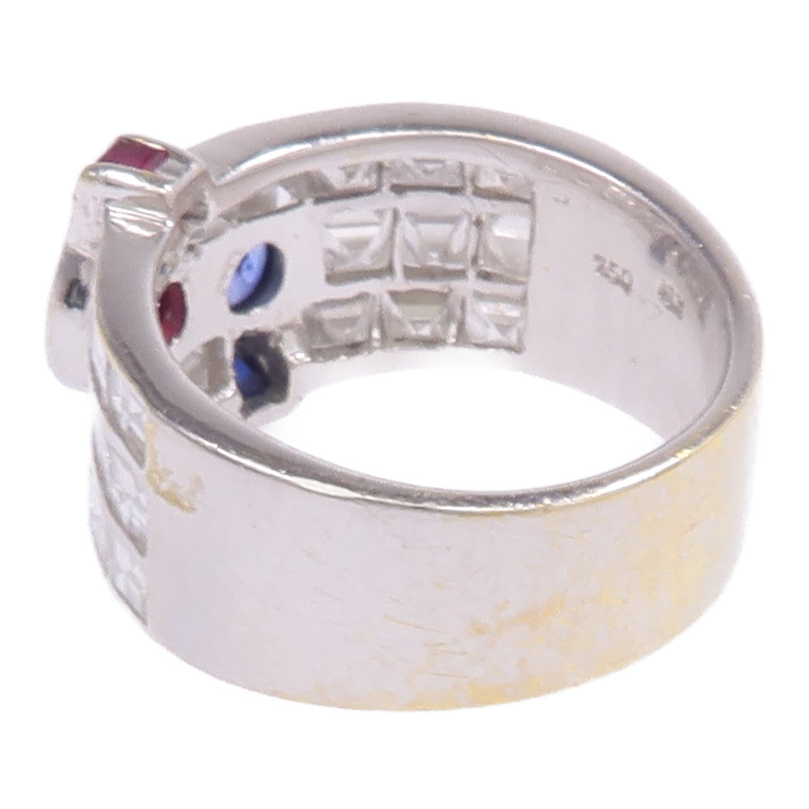 JEWELRY 【激減優惠】18K白金Sapphire Ruby Diamond Ring藍寶石/紅寶石/鑽石戒指US#7