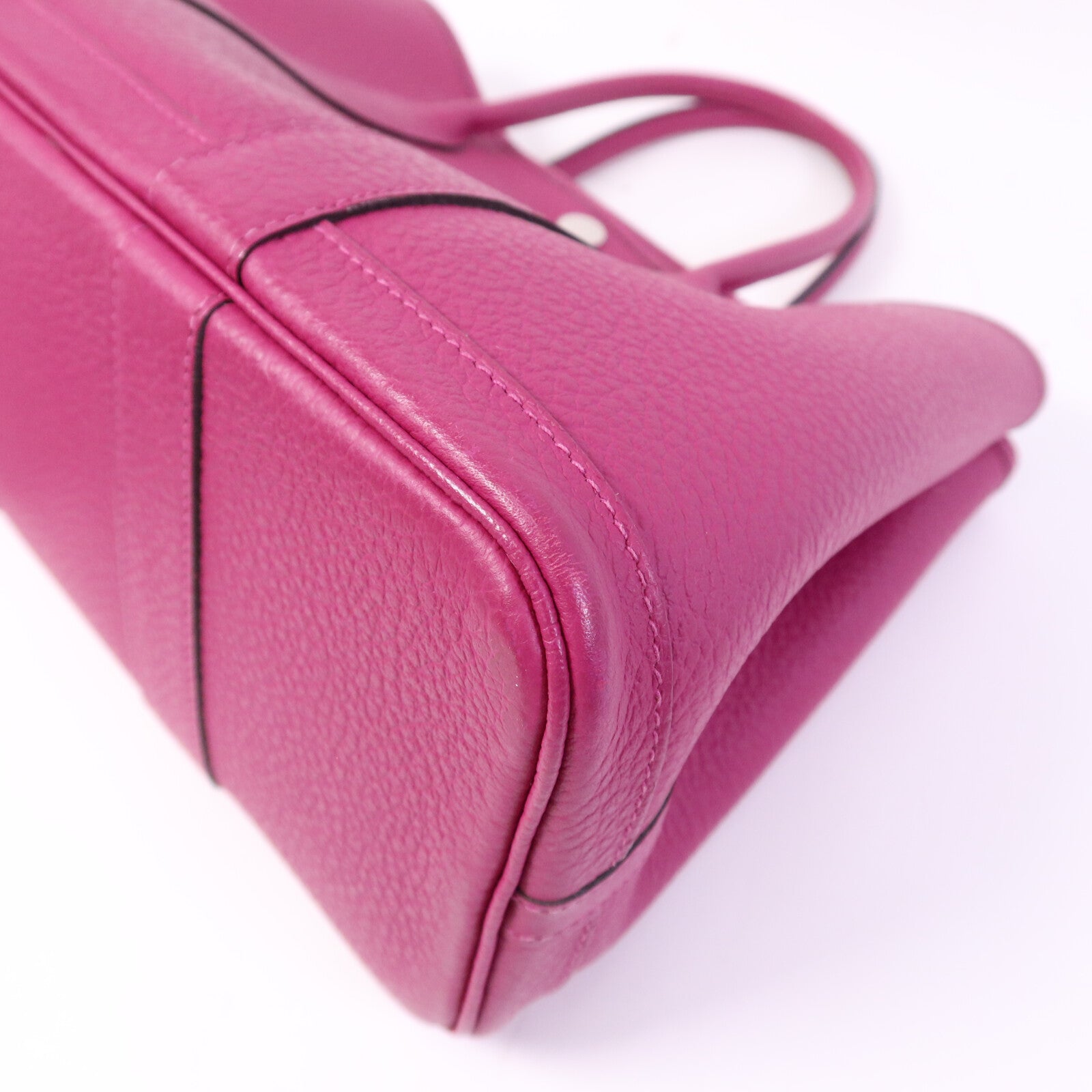 HERMES Country皮革Garden Party TPM銀扣手挽袋Rose Purple