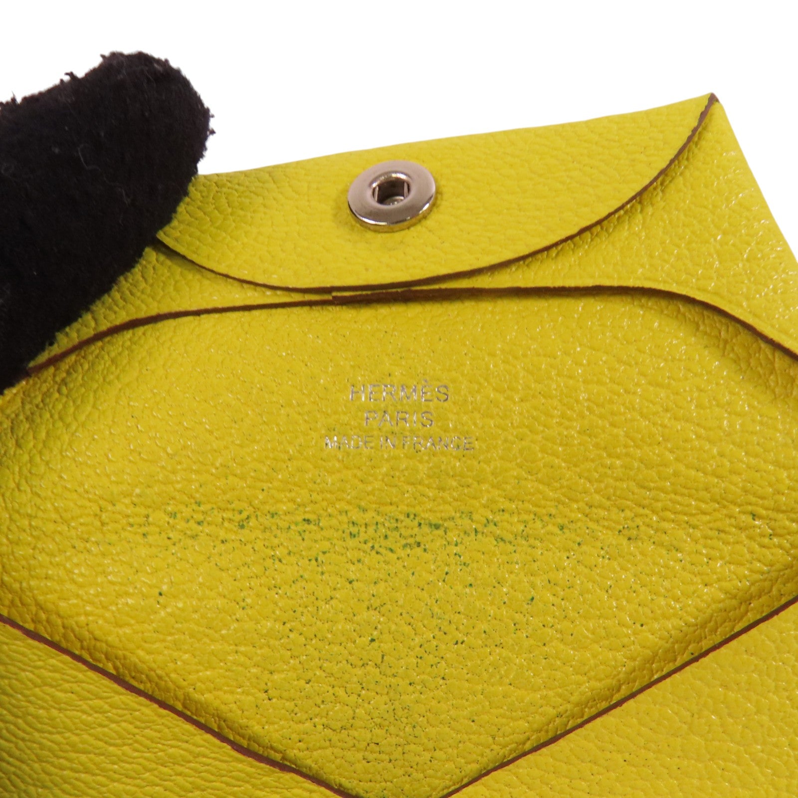 HERMES Chevre皮革Bastia銀扣零錢包