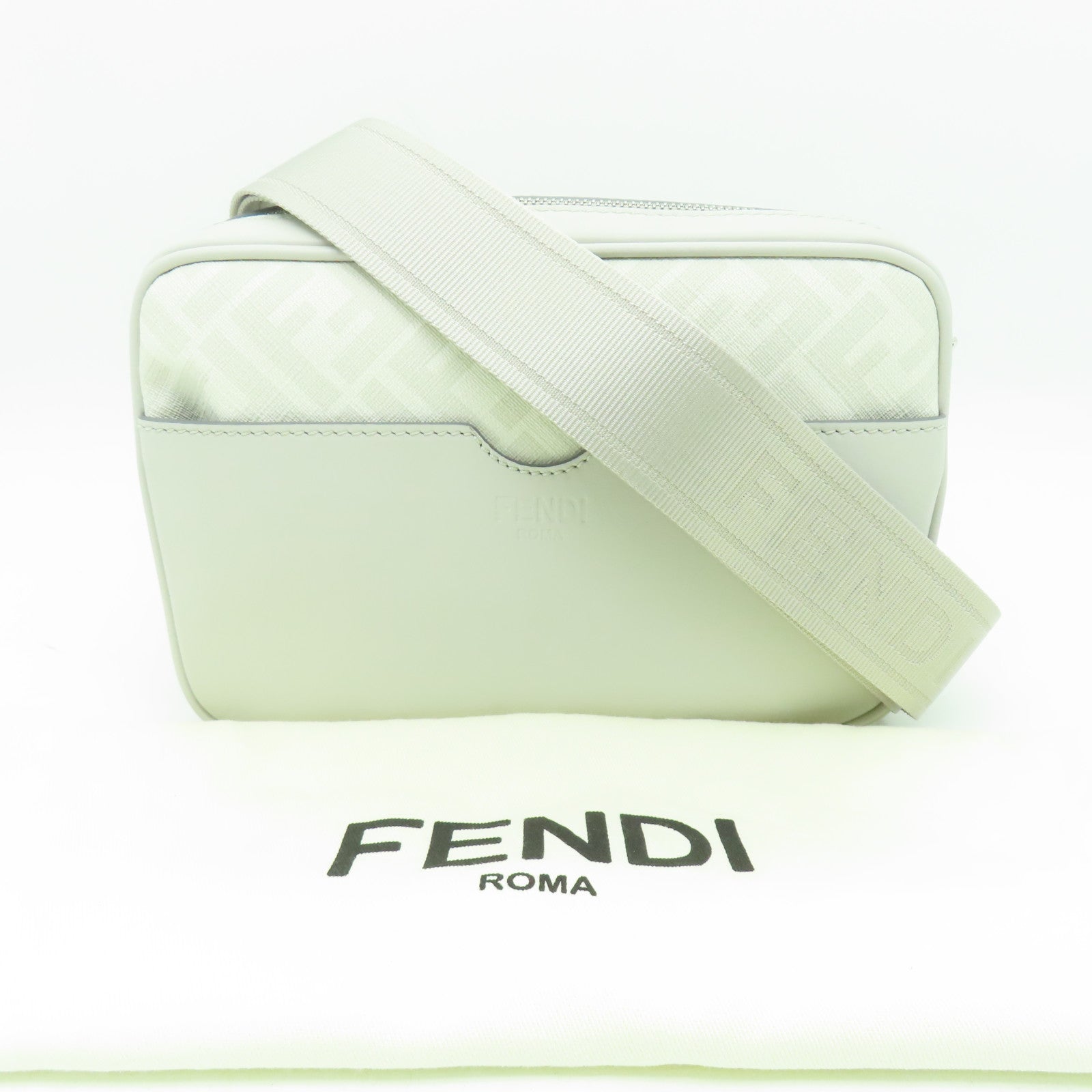 FENDI 【激減優惠】羊皮皮革Shoulder Bag銀扣肩背袋灰色