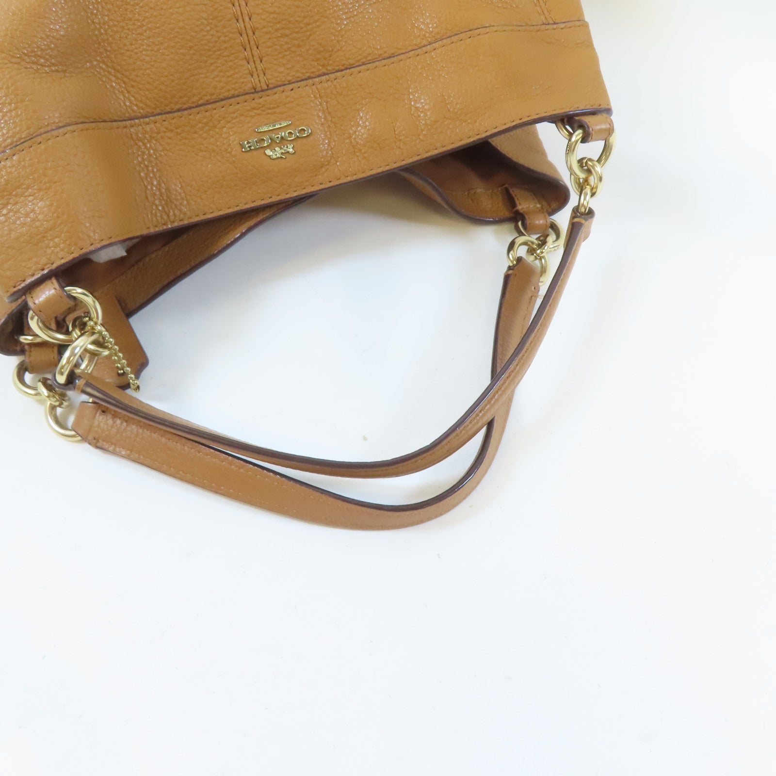 COACH 牛皮皮革Lexy Shoulder Bag金扣手挽肩背兩用袋啡色