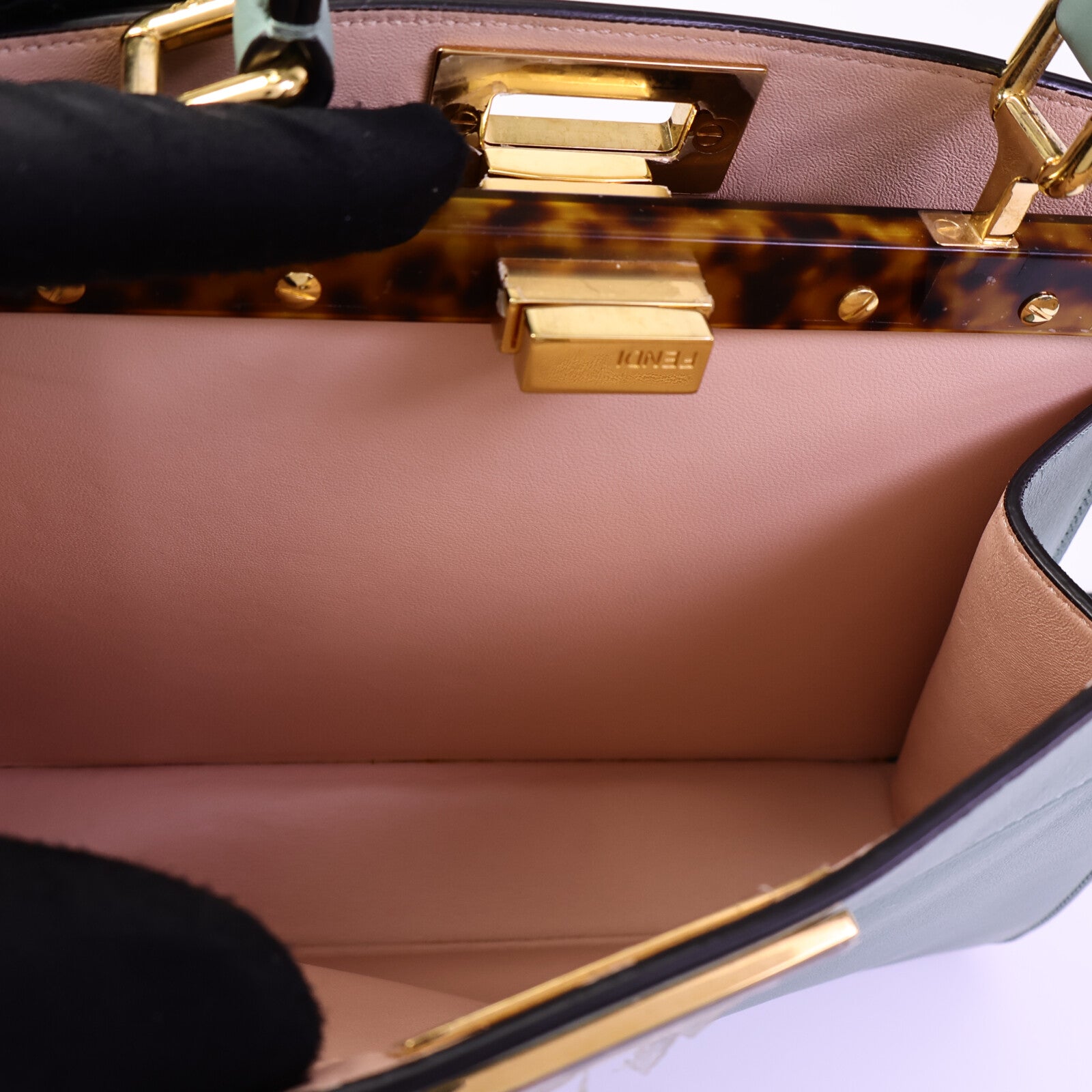 FENDI 牛皮皮革Peekaboo Small手挽肩背兩用袋