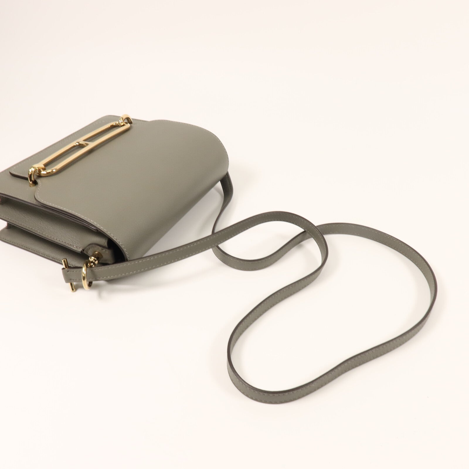 HERMES Evercolor皮革Roulis Mini肩背袋Gris Meyer