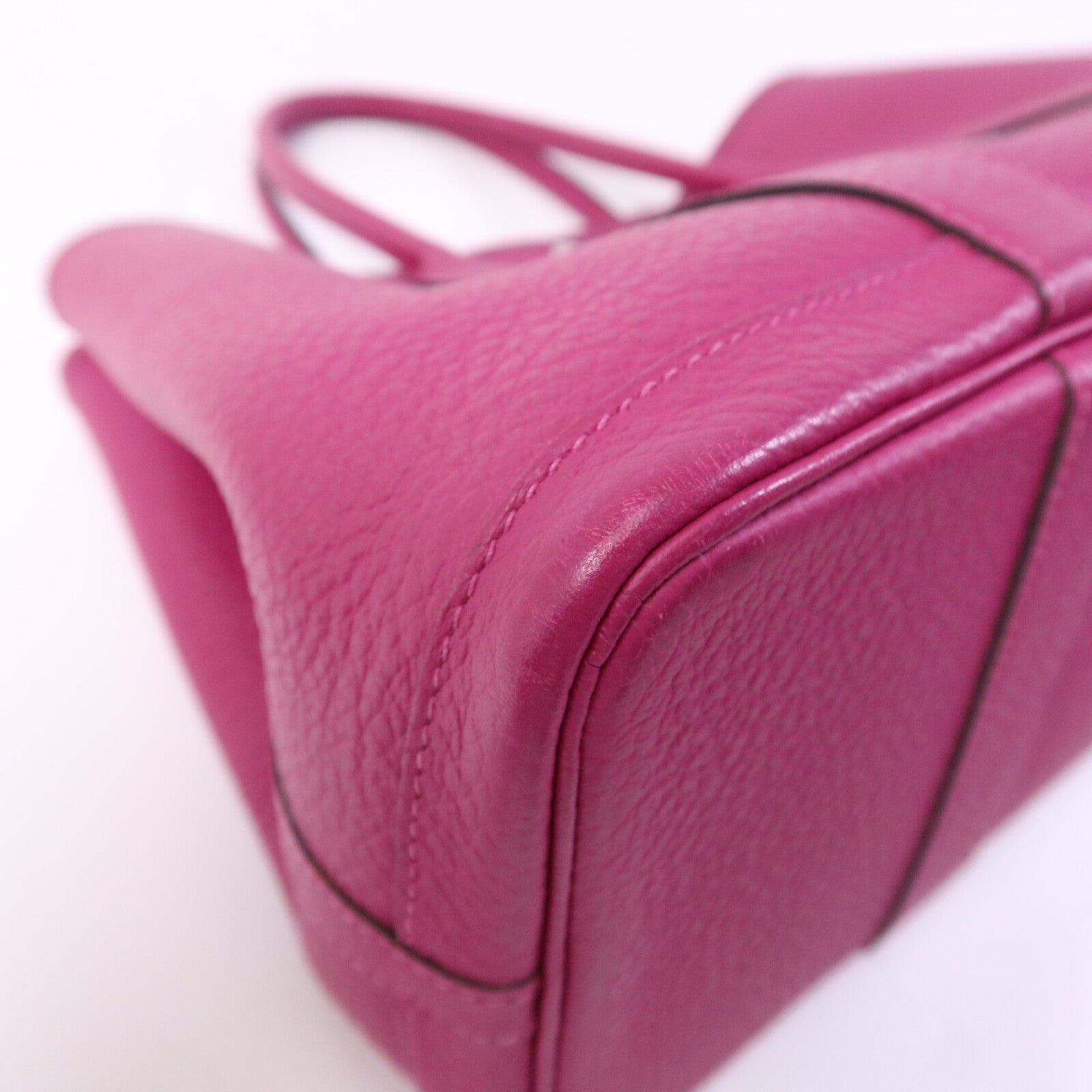 HERMES Country皮革Garden Party TPM銀扣手挽袋Rose Purple