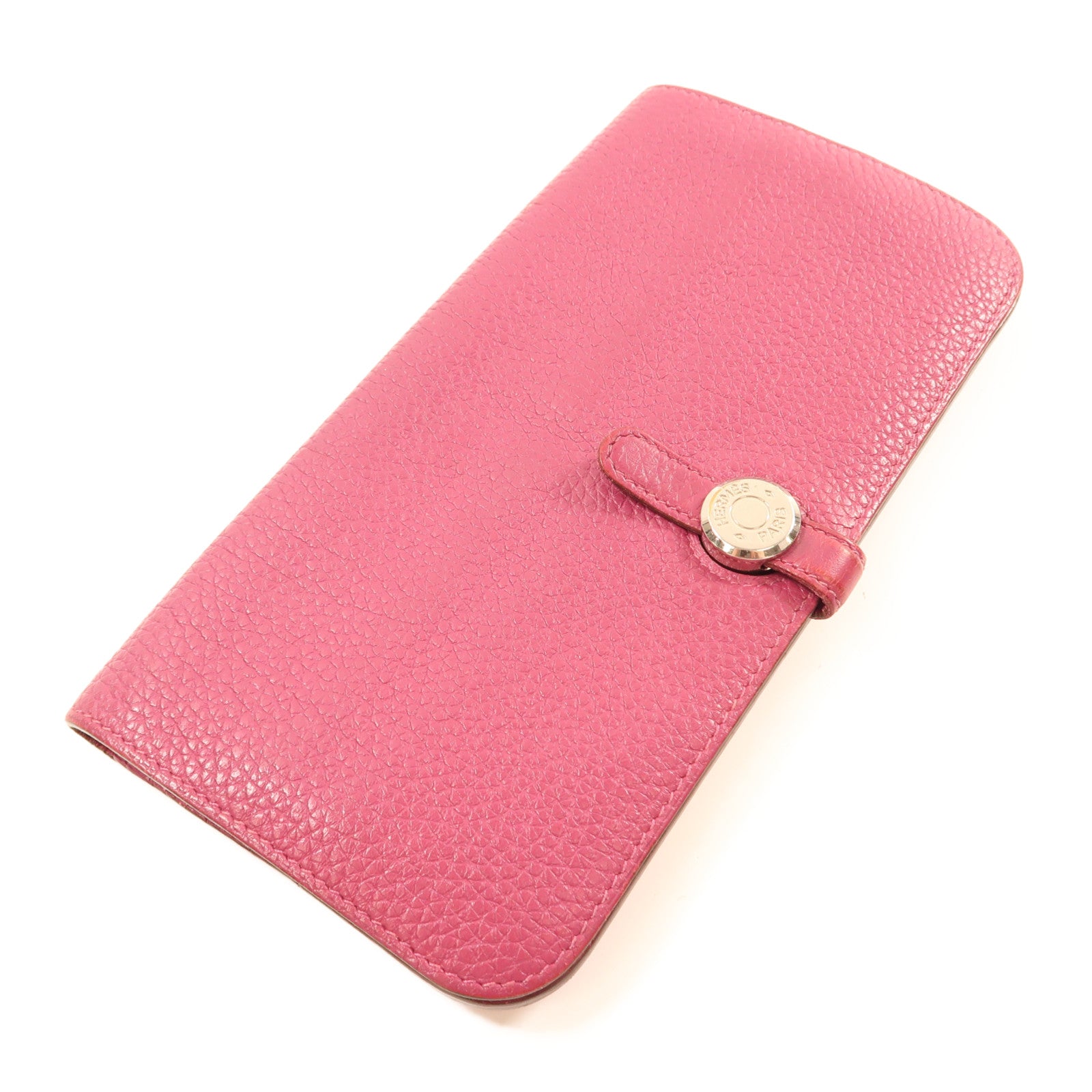 HERMES Togo皮革Dogon Long Wallet銀扣長錢包L3 Rose Pourpre