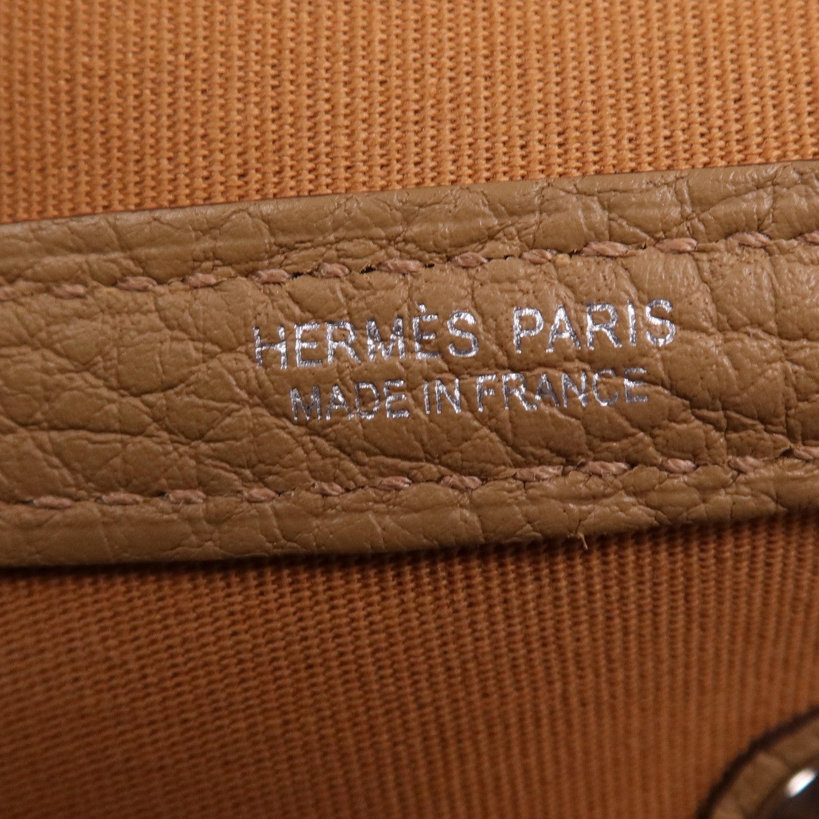 HERMES 帆布Garden Party TPM銀扣手挽袋Etoupe/Chai