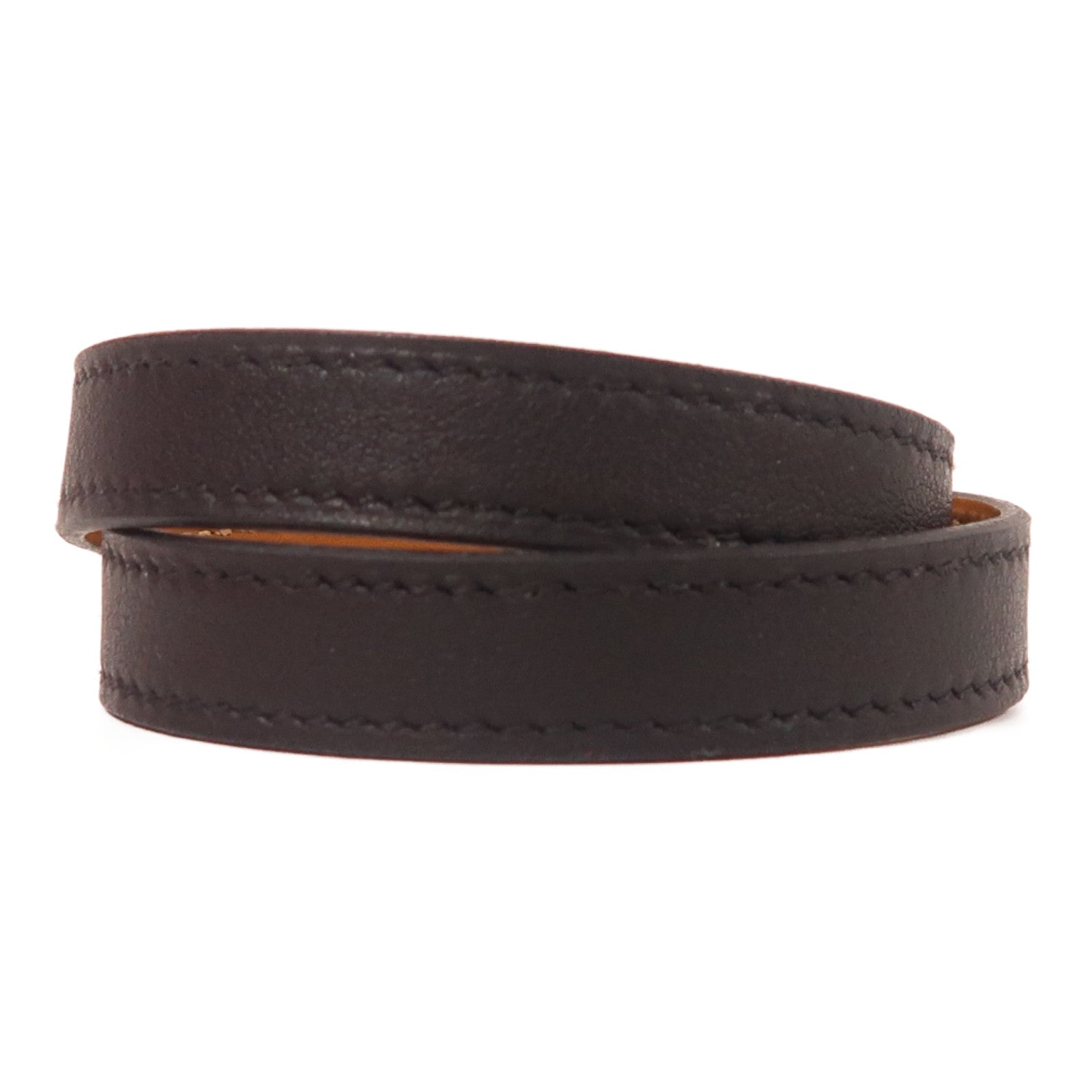HERMES 牛皮皮革Kelly Double Tour Bracelet金扣手鐲黑色