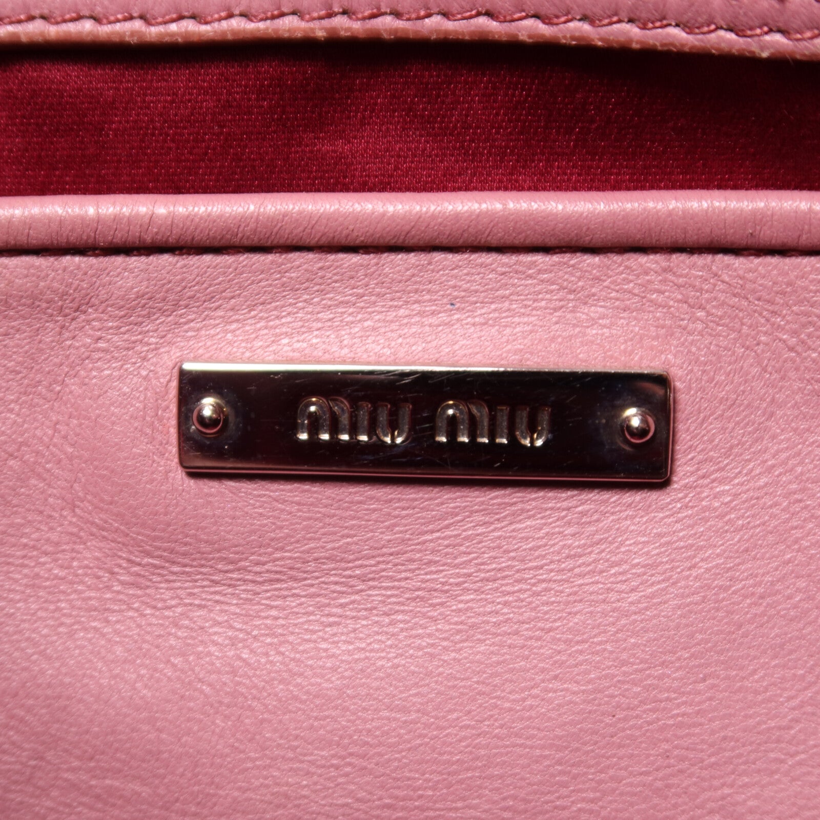Miu Miu 羊皮皮革Shoulder Bag銀扣手挽肩背兩用袋