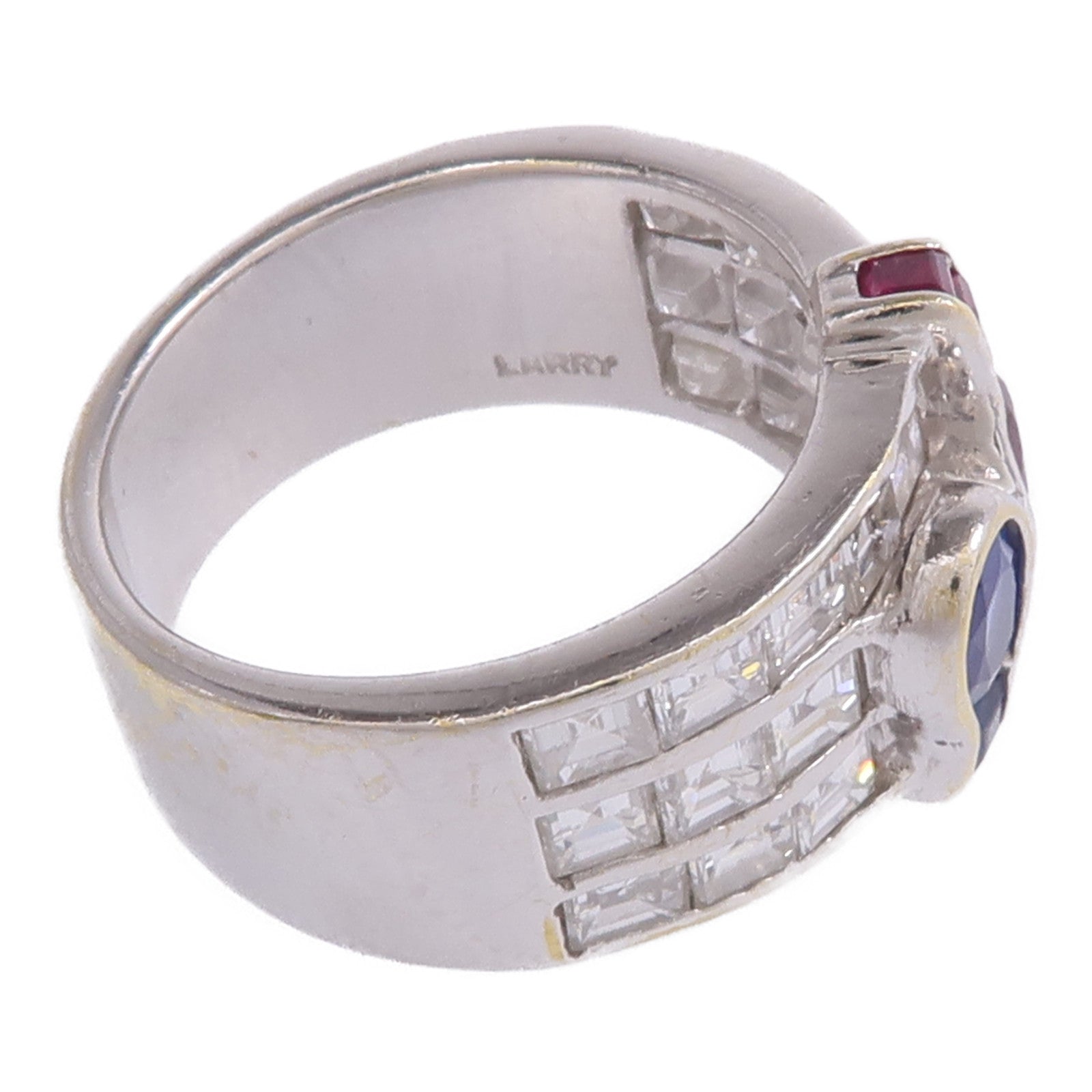 JEWELRY 【激減優惠】18K白金Sapphire Ruby Diamond Ring藍寶石/紅寶石/鑽石戒指US#7