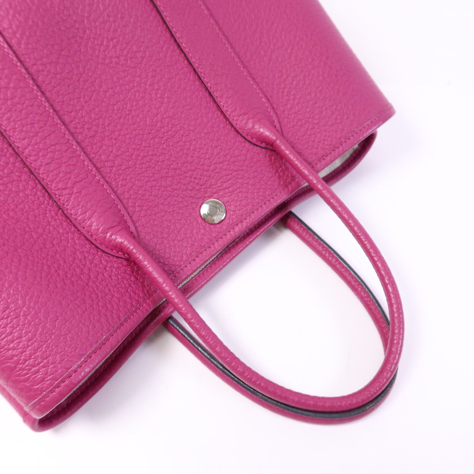 HERMES Country皮革Garden Party TPM銀扣手挽袋Rose Purple