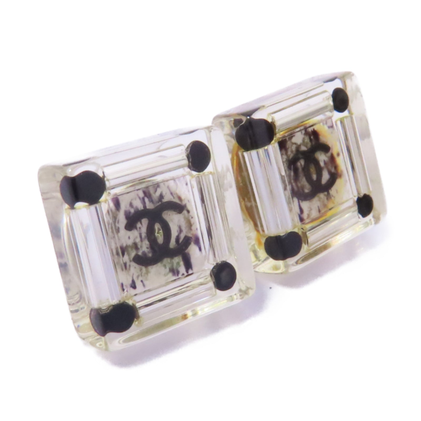 CHANEL PVC Earrings耳環黑色/銀色