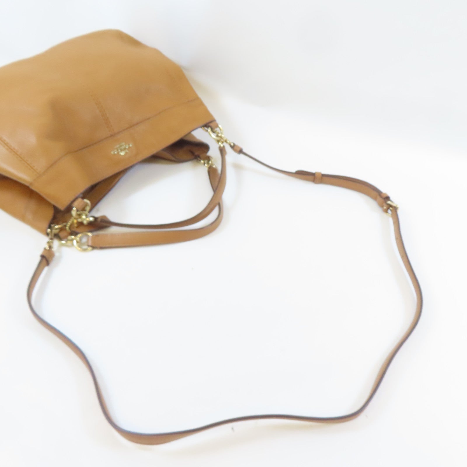 COACH 牛皮皮革Lexy Shoulder Bag金扣手挽肩背兩用袋啡色