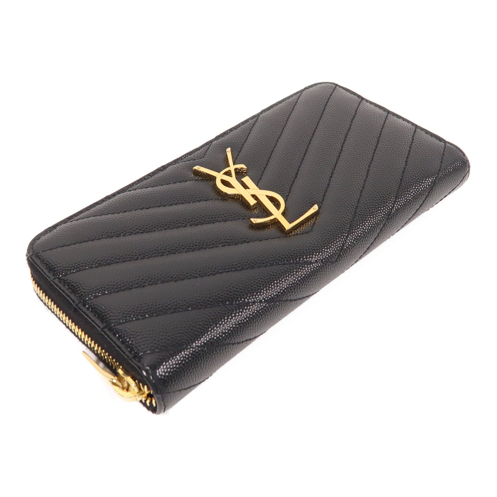 SAINT LAURENT 牛皮皮革Long Wallet金扣長錢包