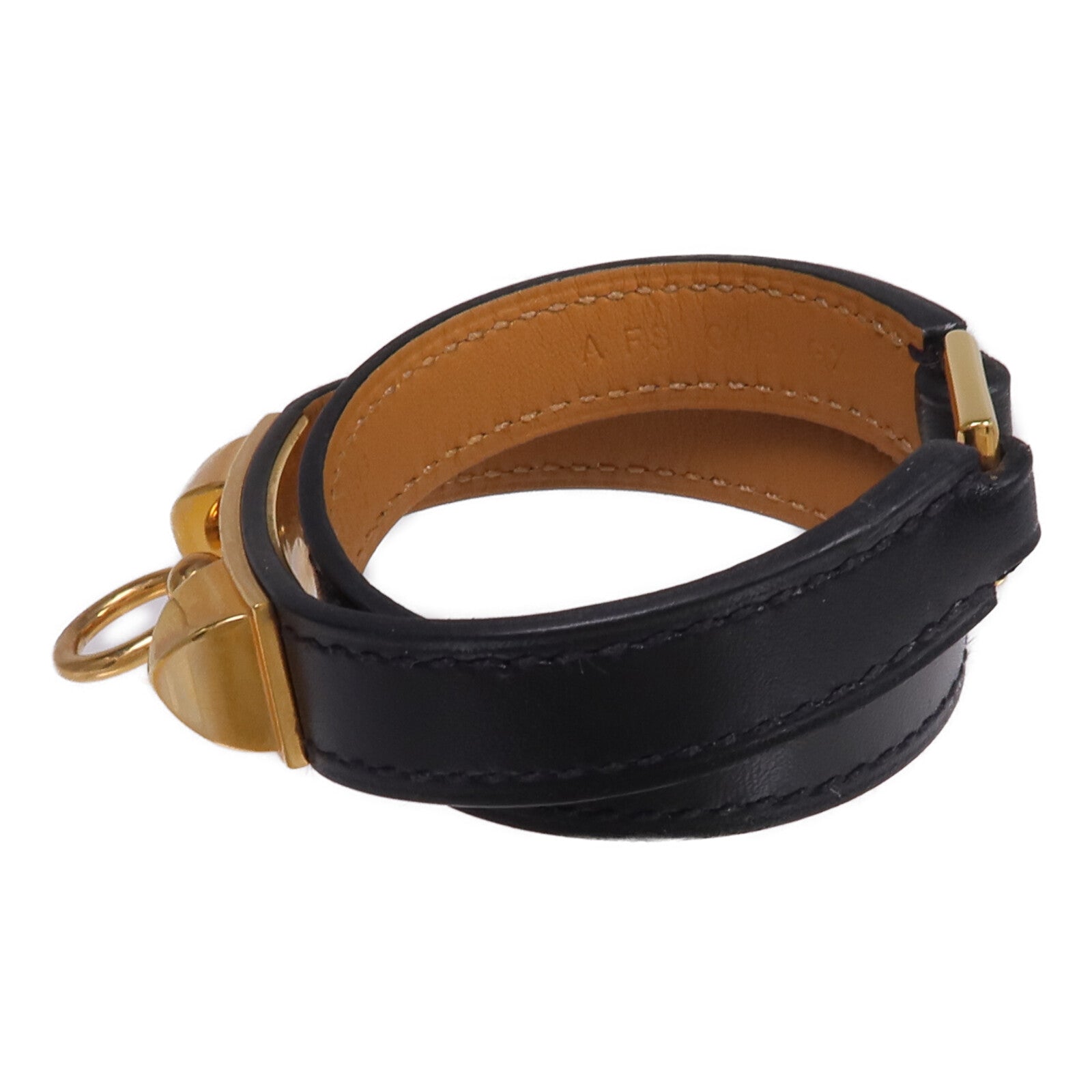 HERMES Box Calf皮革Rivale Double Tour金扣手鏈Noir