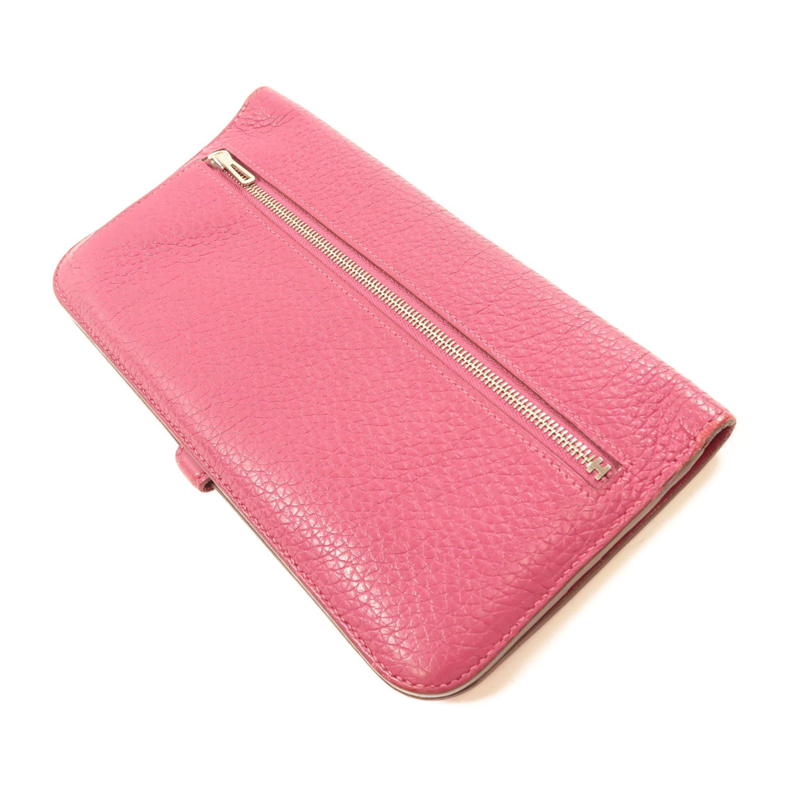HERMES 【激減優惠】Togo皮革Dogon Long Wallet銀扣長錢包L3 Rose Pourpre