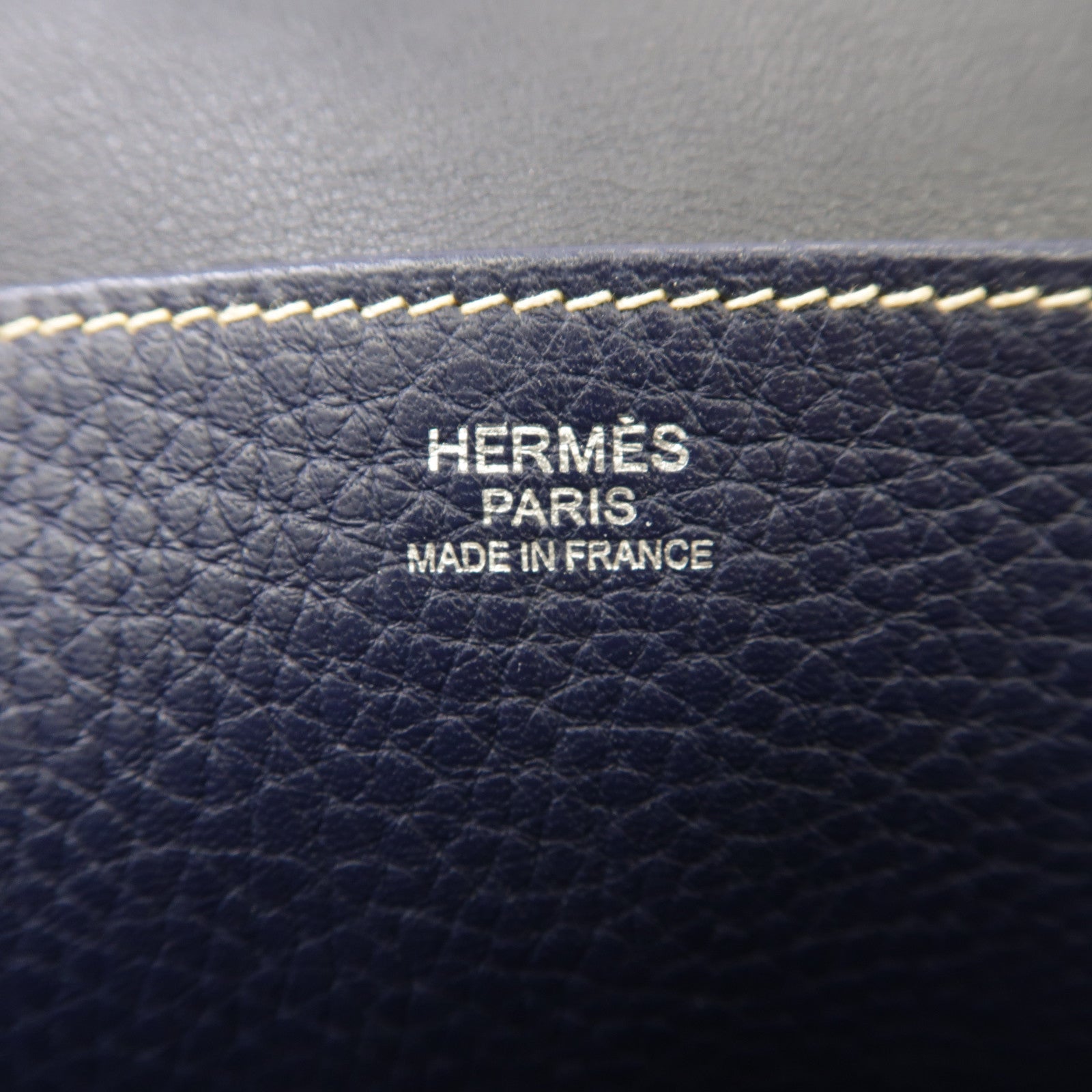 HERMES Clemence皮革Halzan 31銀扣手挽肩背兩用袋靛藍色