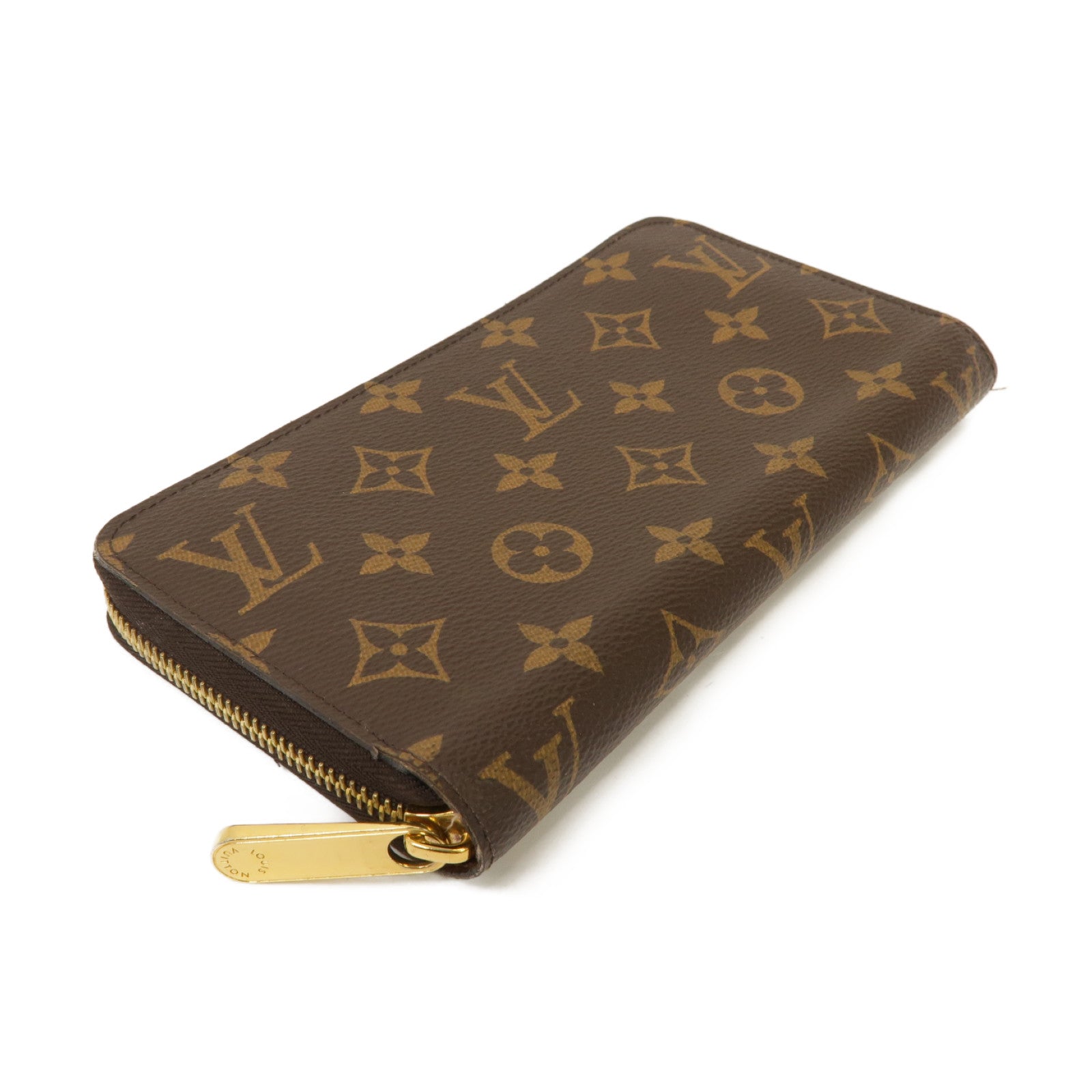 LOUIS VUITTON Monogram Zipper Long Wallet金扣圓形長錢包啡色