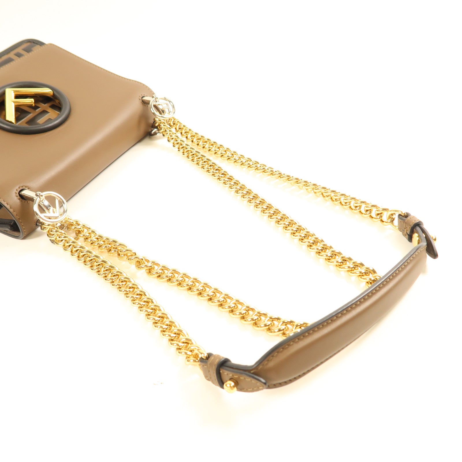 FENDI GHW Shoulder Bag 8BT286 Calfskin Leather Brown