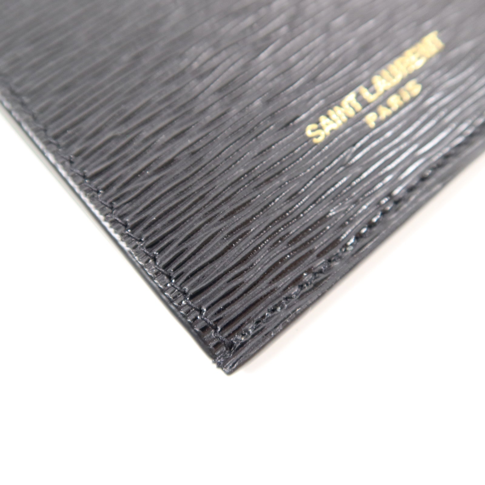 SAINT LAURENT YSL GHW Zip Card Case Leather Black 7112