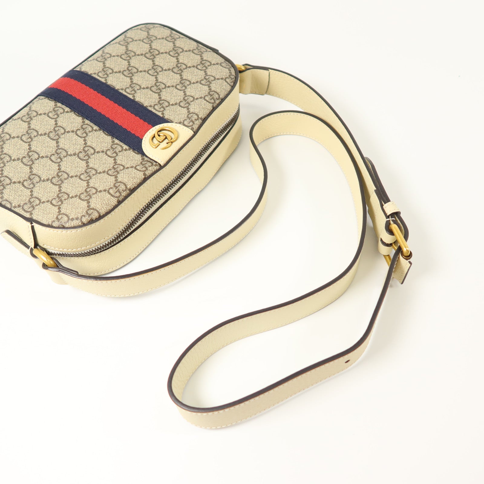 GUCCI 塗層帆布/牛皮皮革Oplidia Camera Bag金扣肩背袋