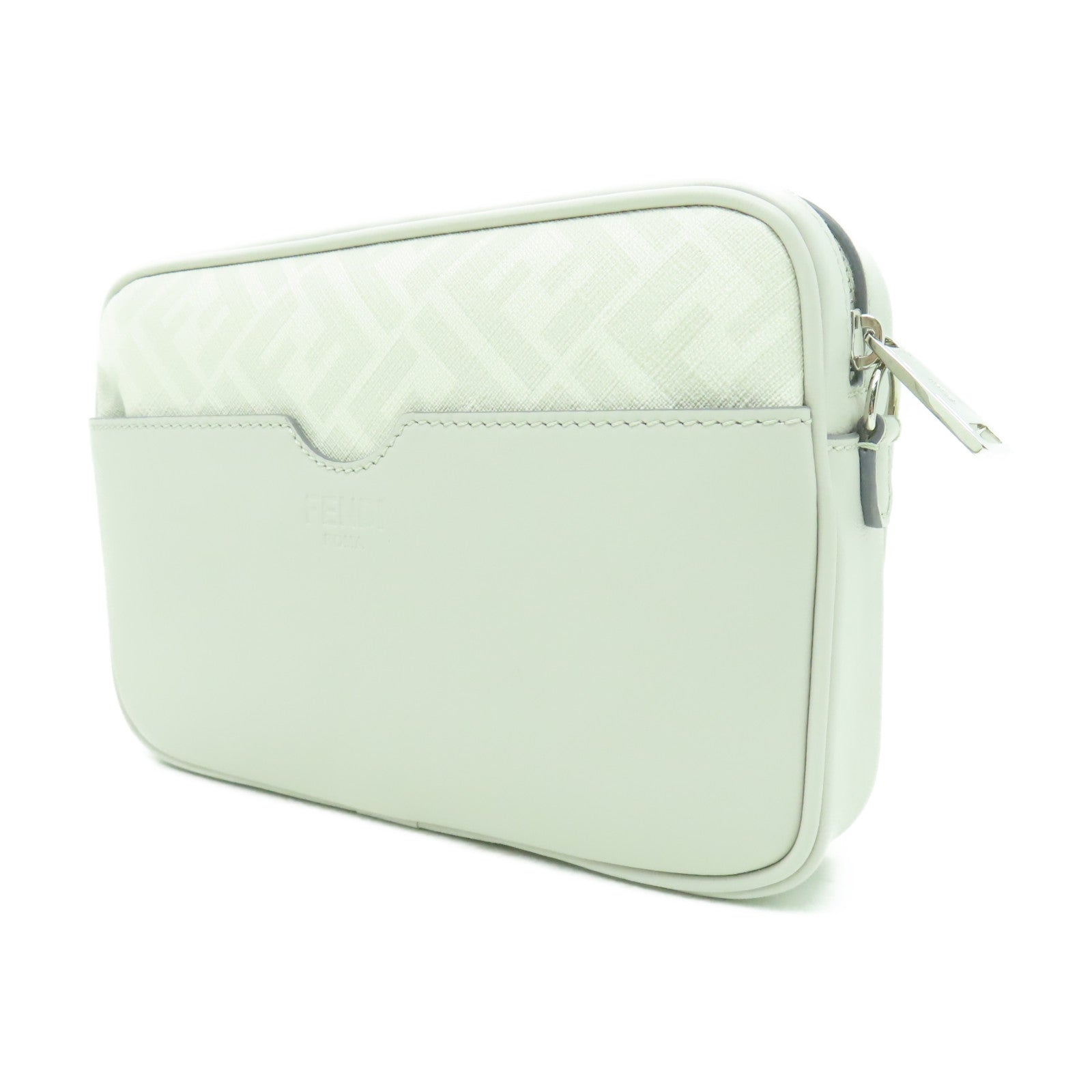 FENDI 【激減優惠】羊皮皮革Shoulder Bag銀扣肩背袋灰色