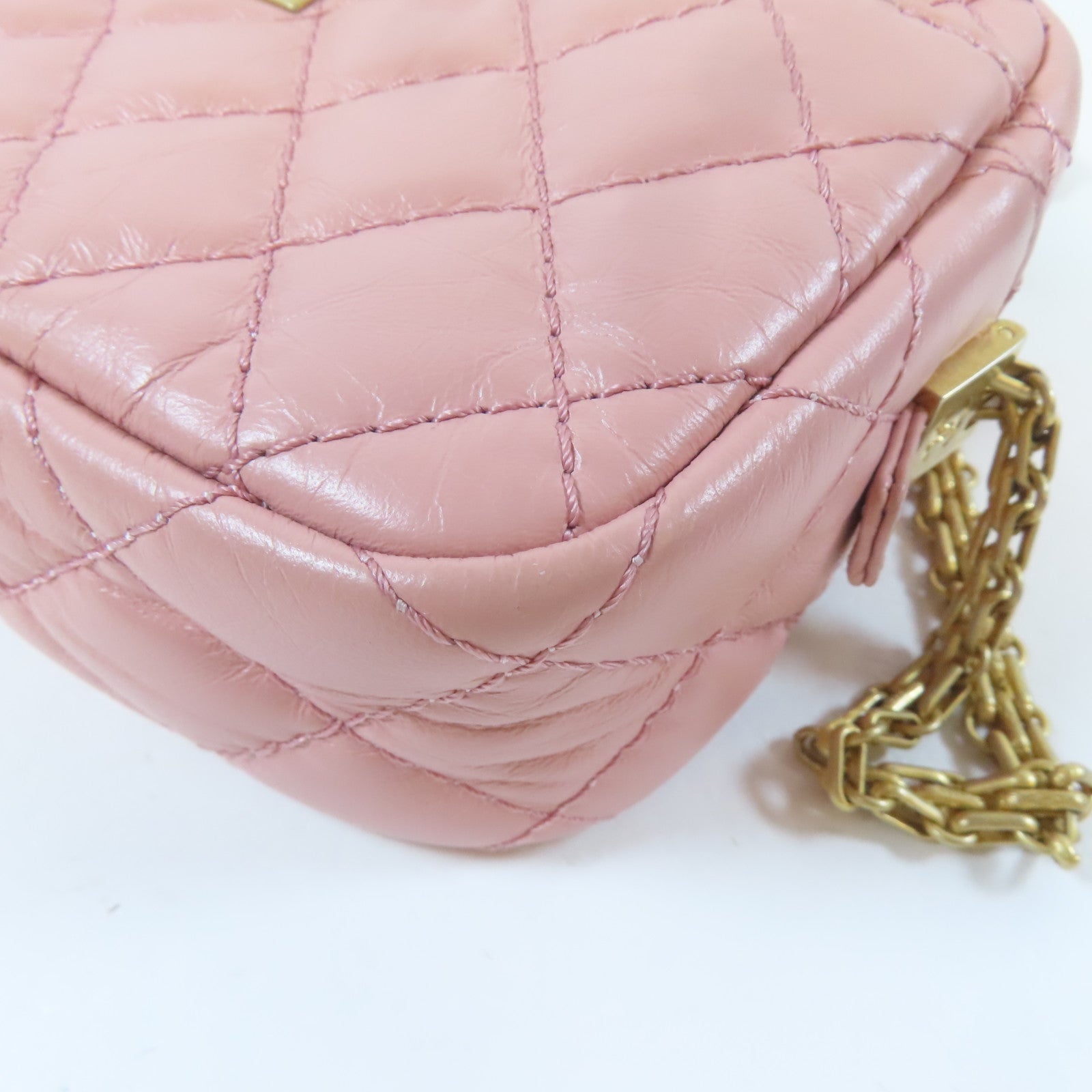 CHANEL 菱格羊皮皮革2.55 Camera Bag金扣鏈帶肩背袋粉紅色