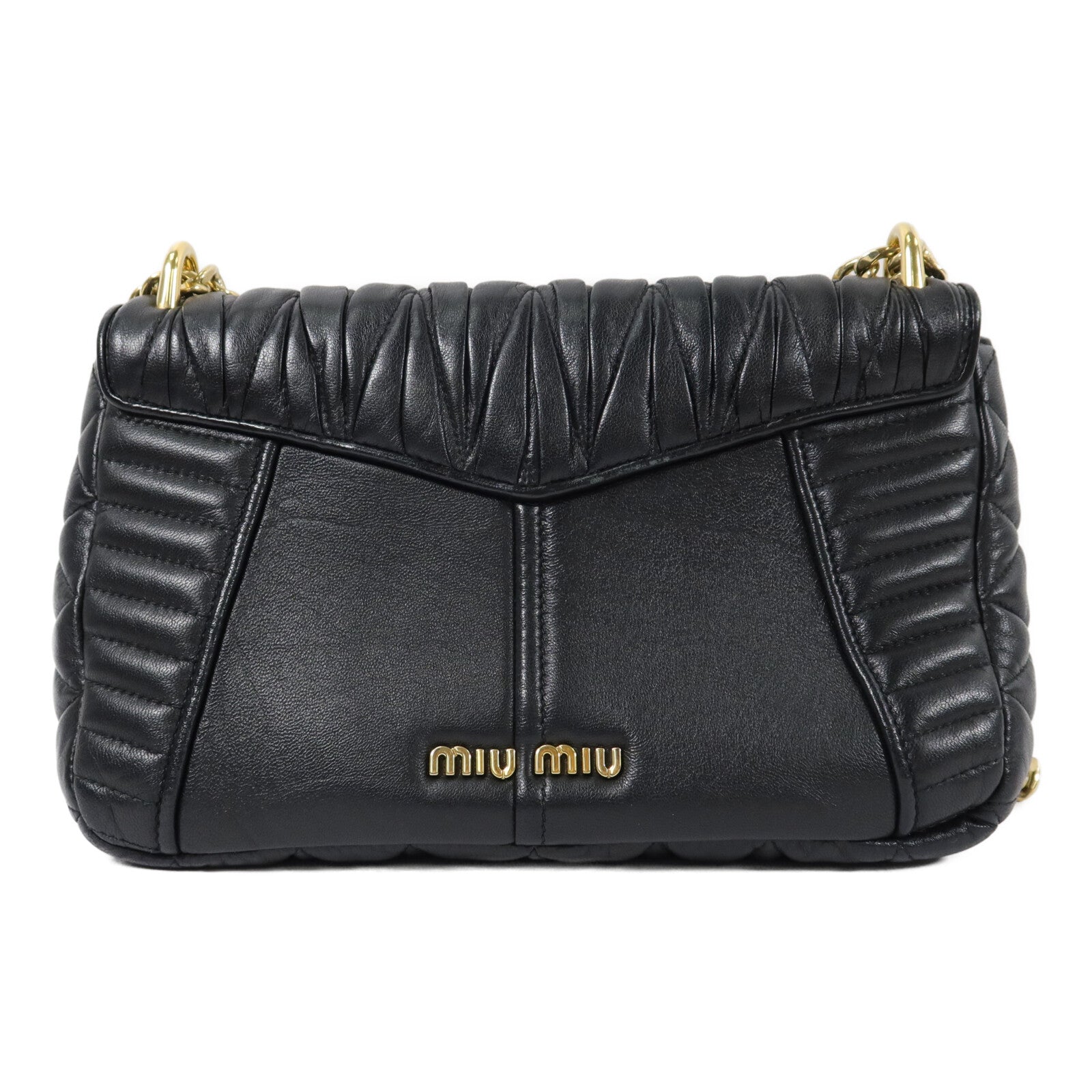 Miu Miu 羊皮皮革Nappa Matelasse Biker鏈帶肩背袋