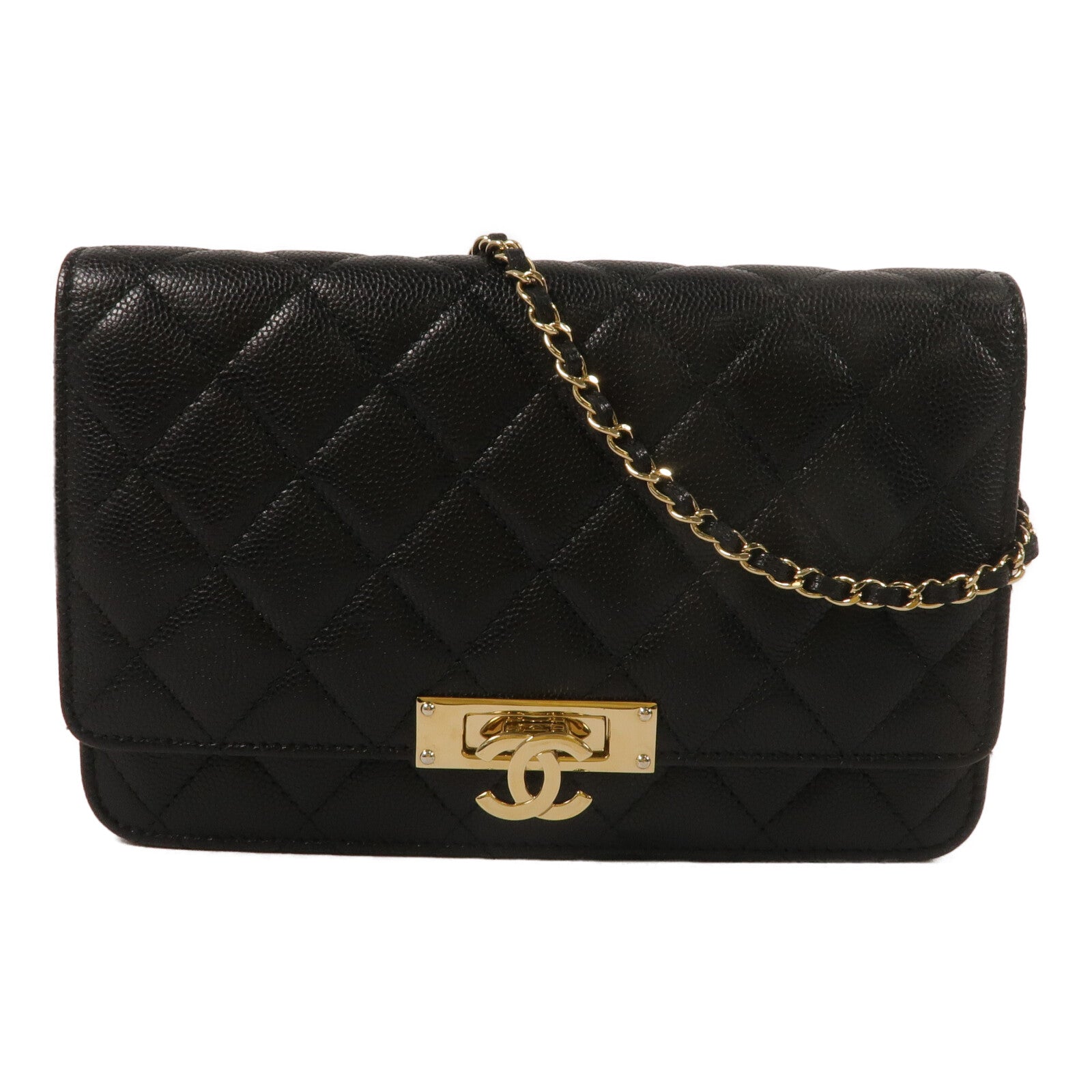 CHANEL 牛皮皮革Golden Class Double CC Wallet On Chain鏈帶肩背袋