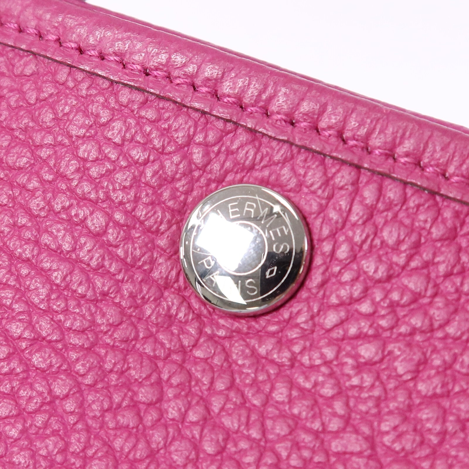 HERMES Country皮革Garden Party TPM銀扣手挽袋Rose Purple