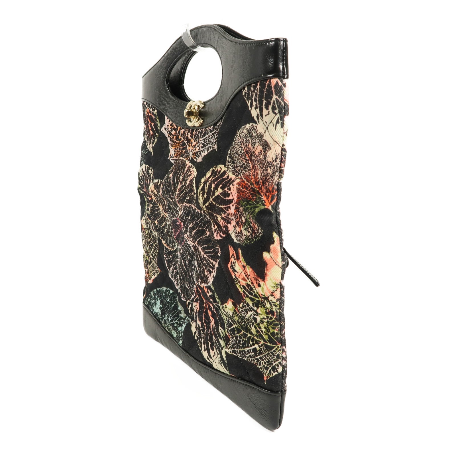 CHANEL 帆布/牛皮皮革Hand Bag金扣手挽袋