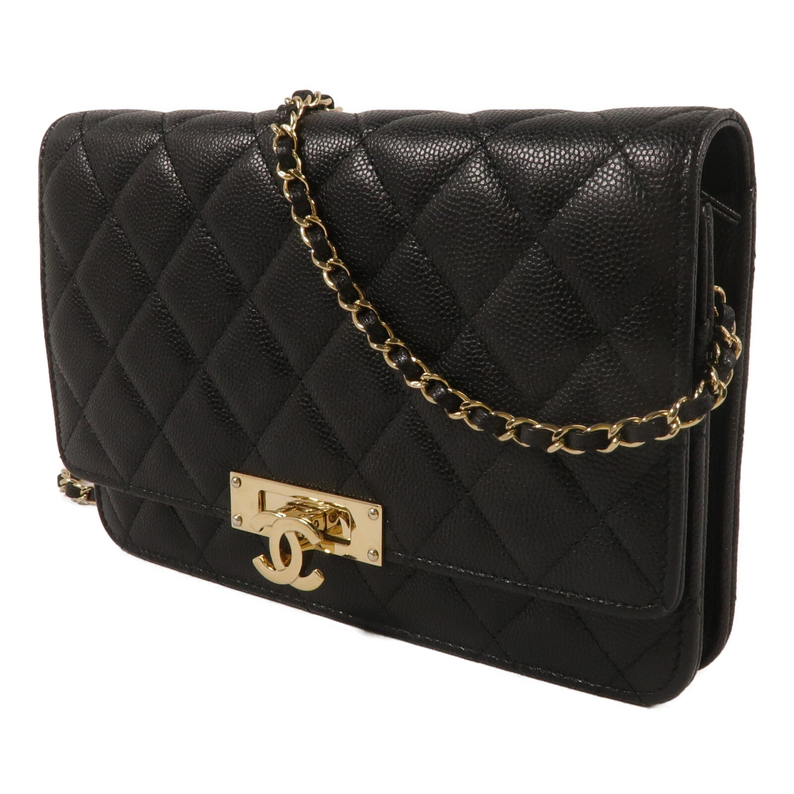 CHANEL 牛皮皮革Golden Class Double CC Wallet On Chain鏈帶肩背袋