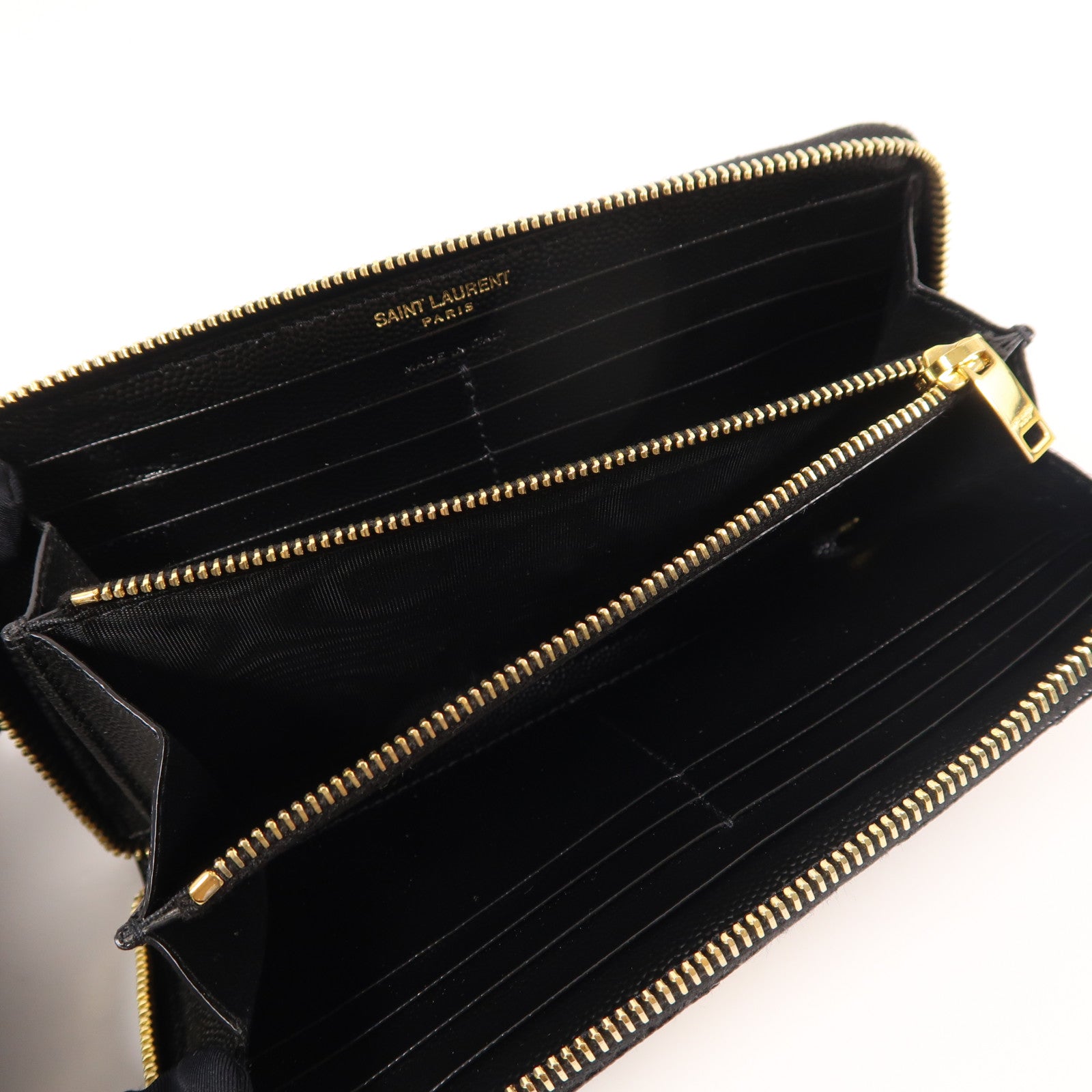 SAINT LAURENT 牛皮皮革Long Wallet金扣長錢包