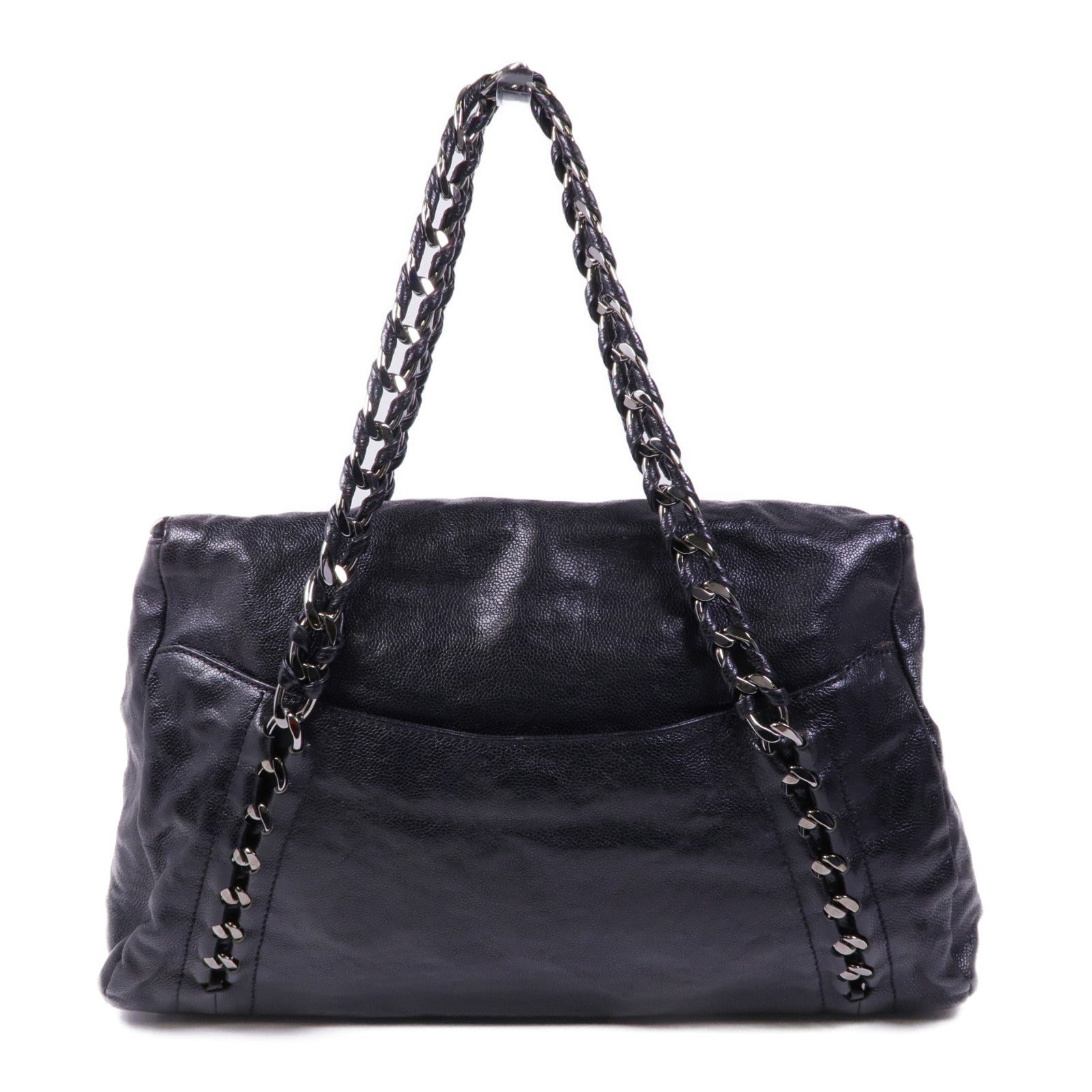 CHANEL 牛皮皮革Shoulder Bag銀扣肩背袋