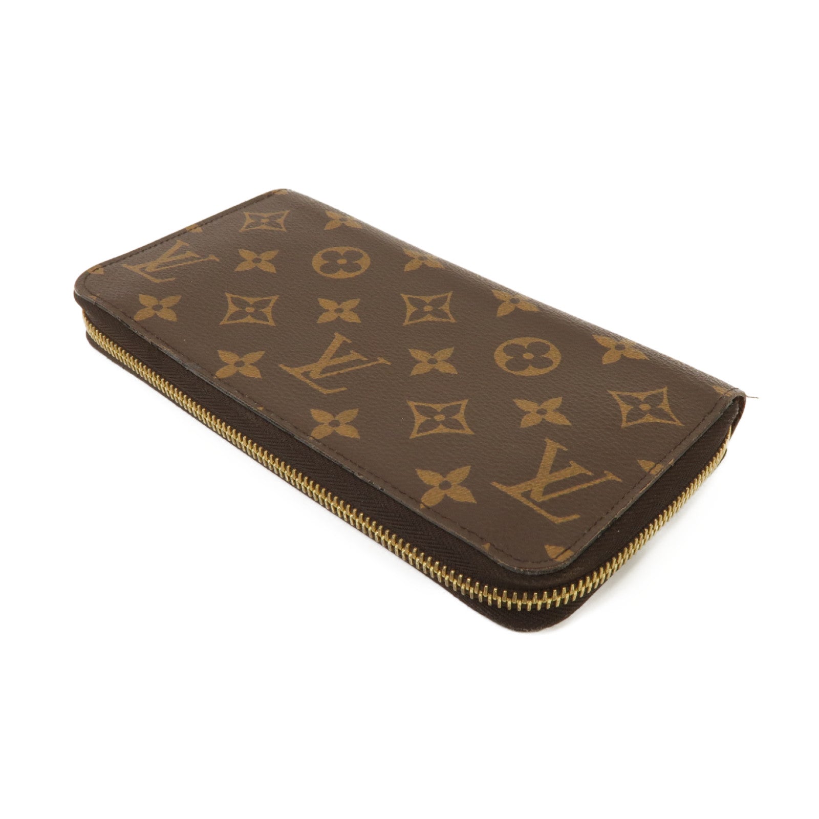 LOUIS VUITTON Monogram Zipper Long Wallet金扣圓形長錢包啡色