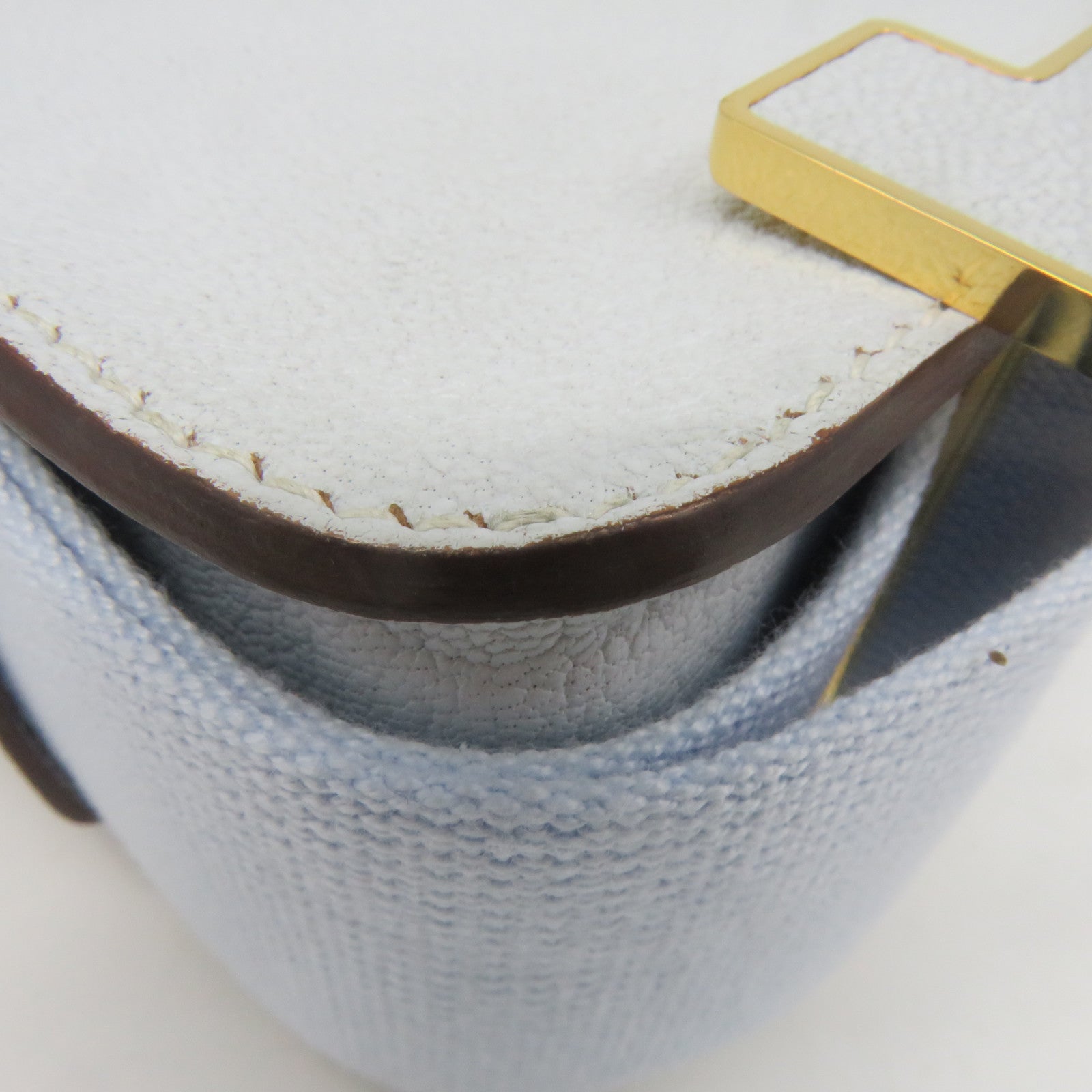 HERMES 【清倉大減價】Chevre皮革Geta Bleu Brume Shoulder Bag金扣肩背袋淺藍色