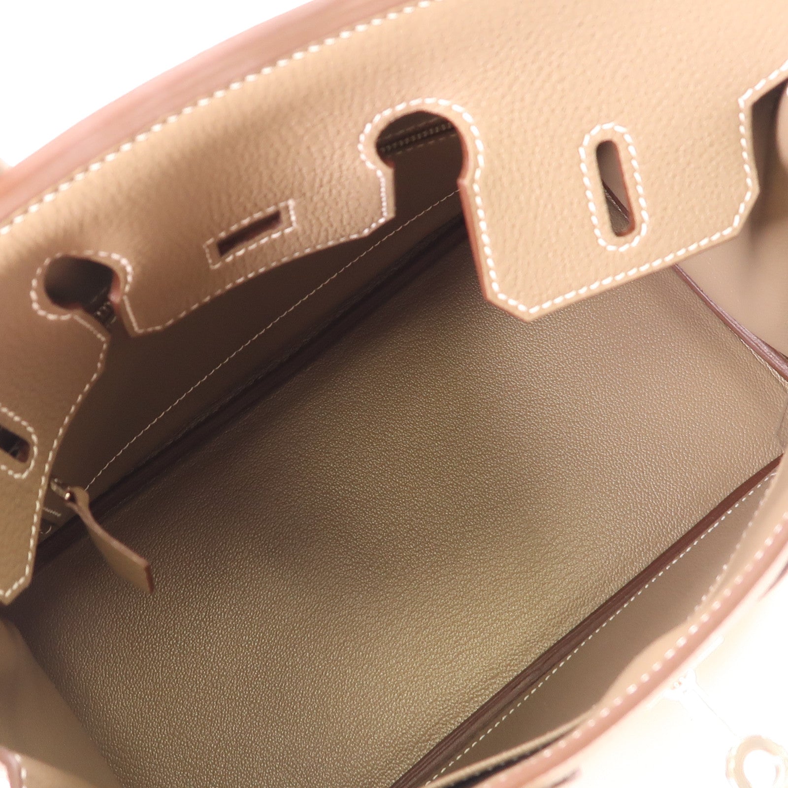 HERMES 【激減優惠】Togo皮革Birkin 25銀扣手挽袋Etoupe