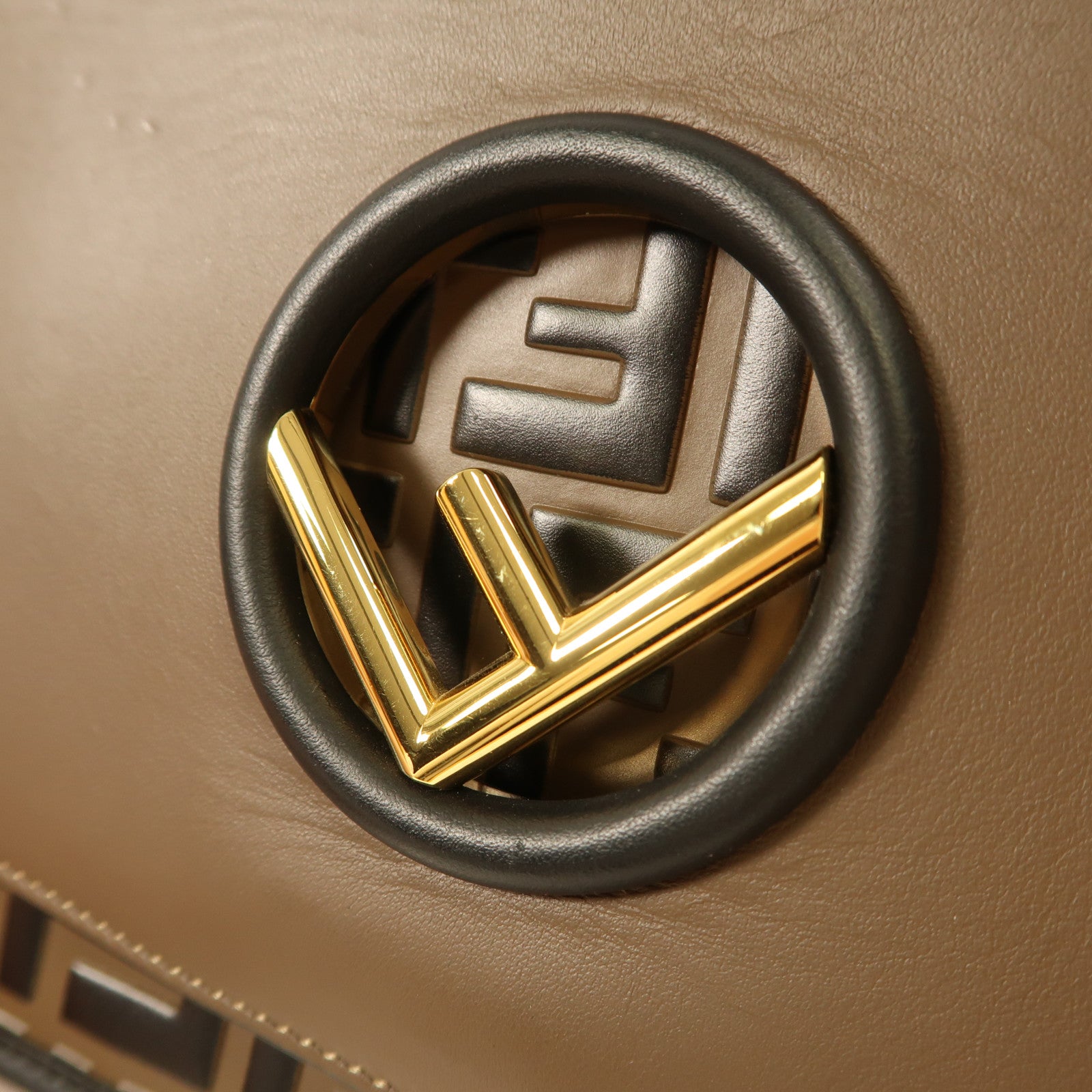 FENDI GHW Shoulder Bag 8BT286 Calfskin Leather Brown