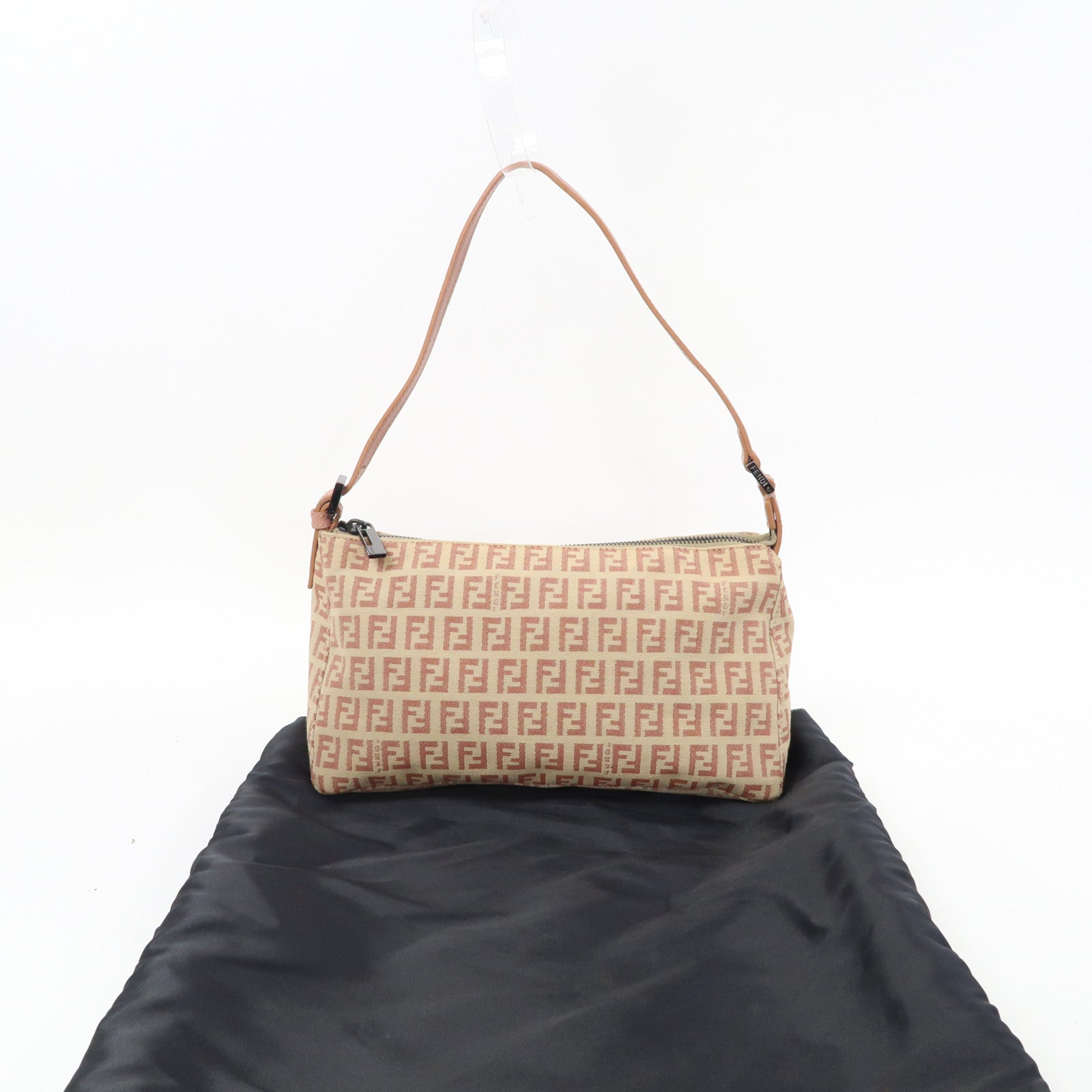 FENDI 帆布Shoulder Bag肩背袋粉紅色/米色