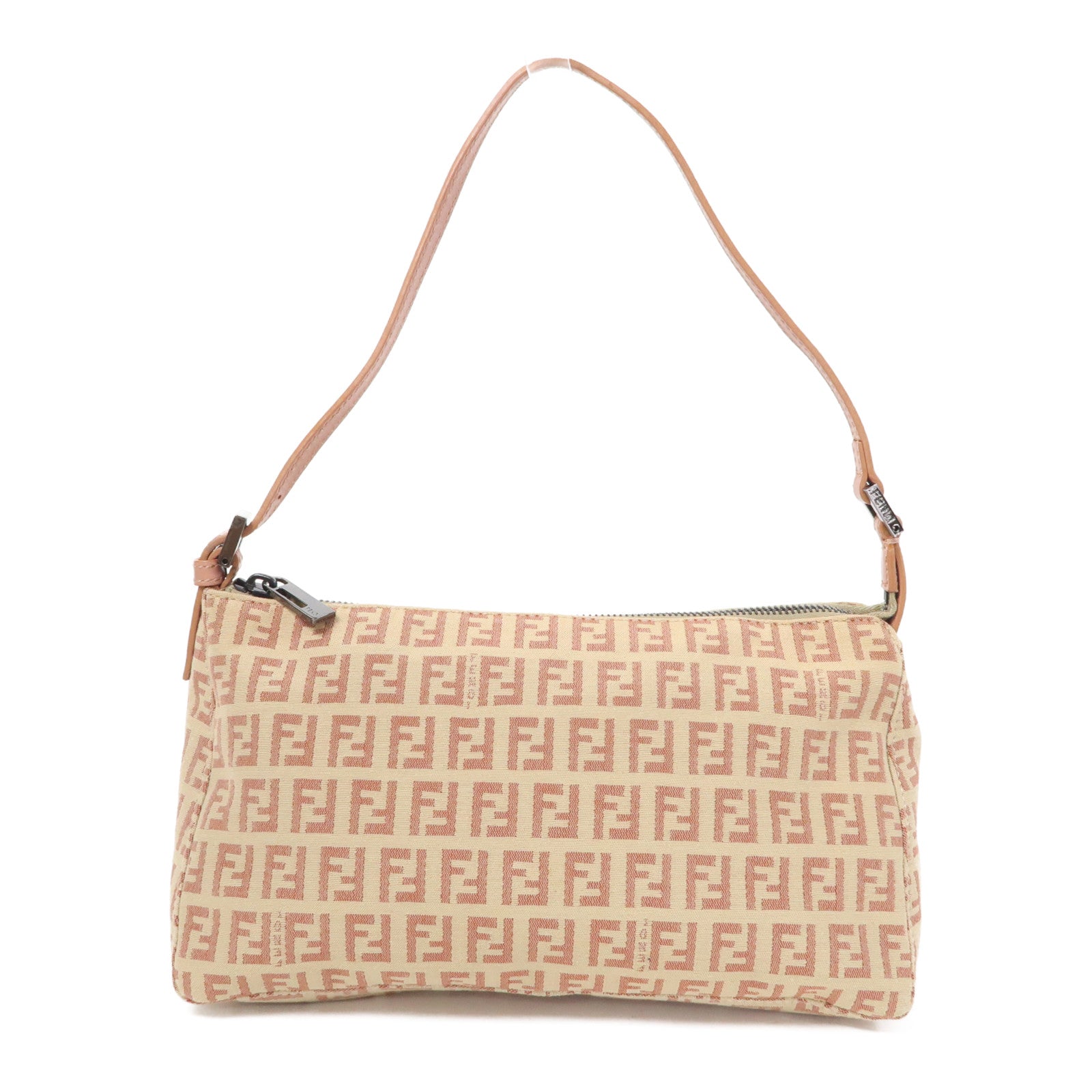 FENDI 帆布Shoulder Bag肩背袋粉紅色/米色