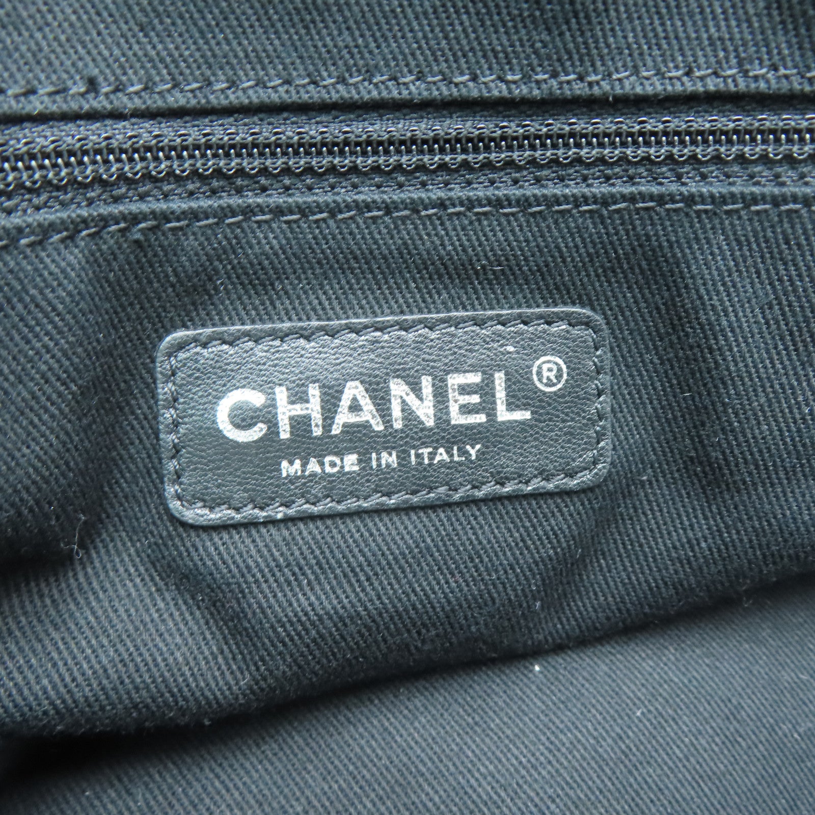CHANEL 【激減優惠】尼龍/帆布Tote Bag銀扣手挽袋深藍色/黑色