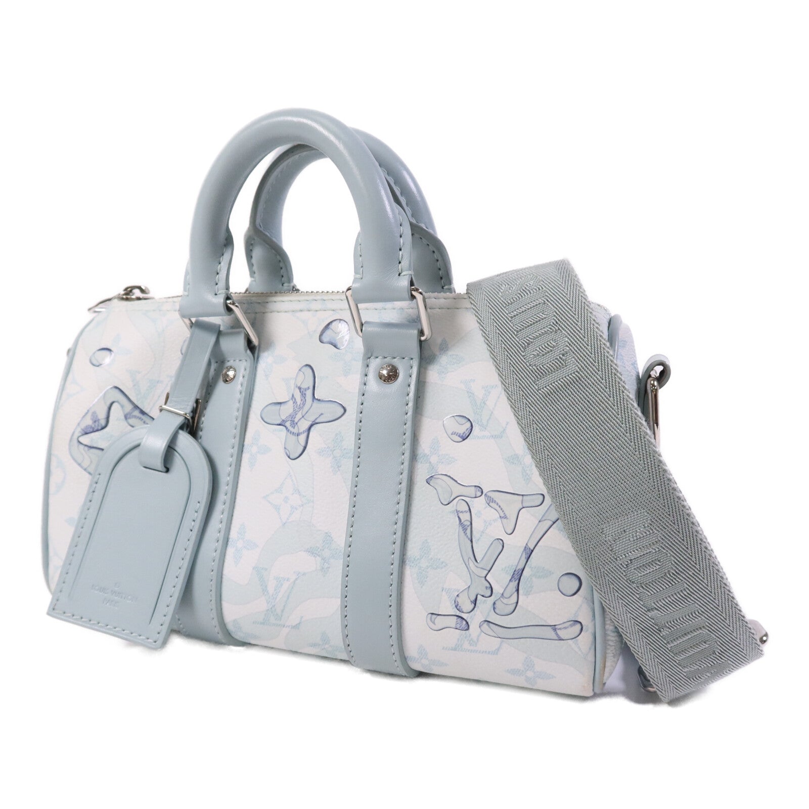 LOUIS VUITTON Monogram Aquagarden Keepall Bandouliere 25銀扣手挽肩背兩用袋