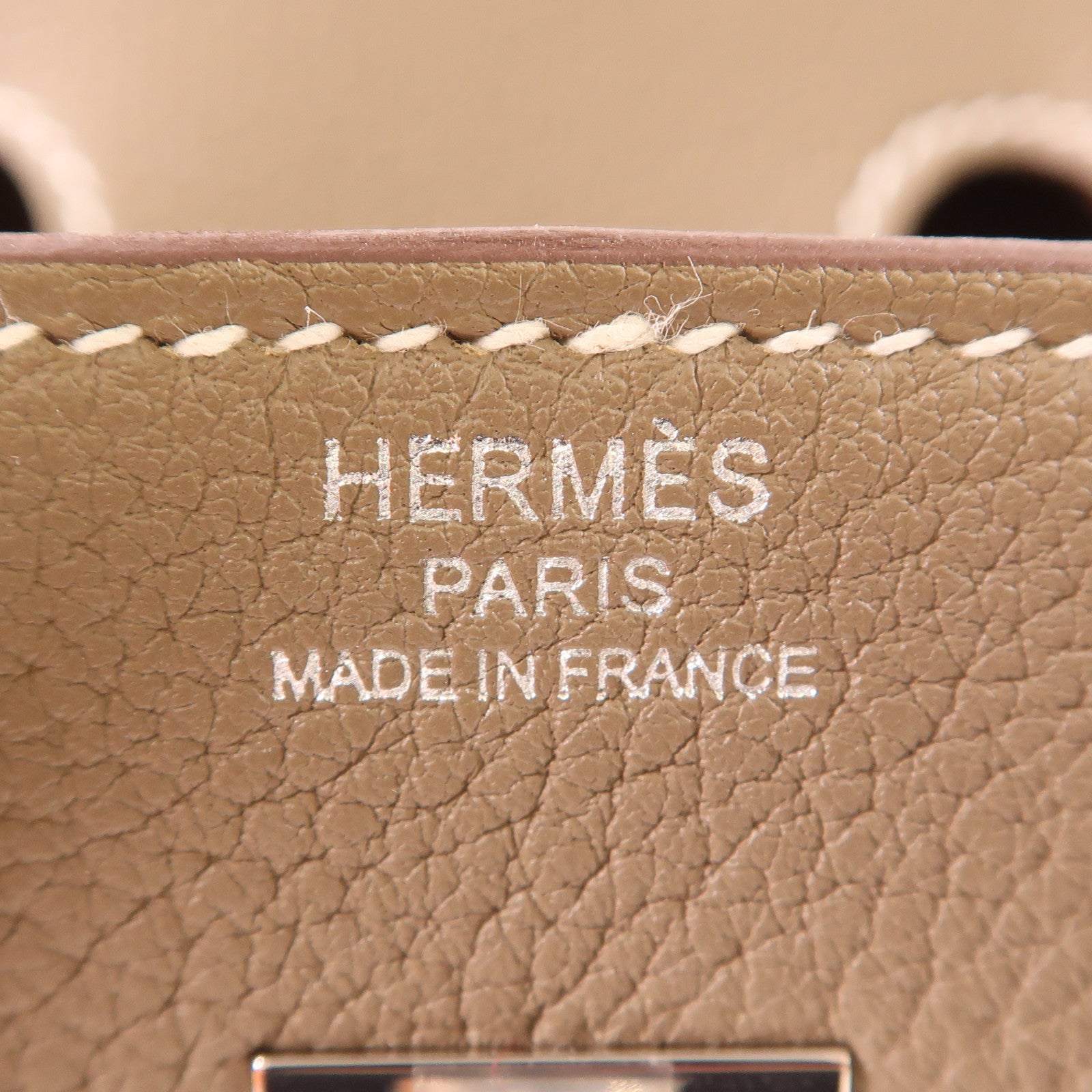 HERMES 【激減優惠】Togo皮革Birkin 25銀扣手挽袋Etoupe