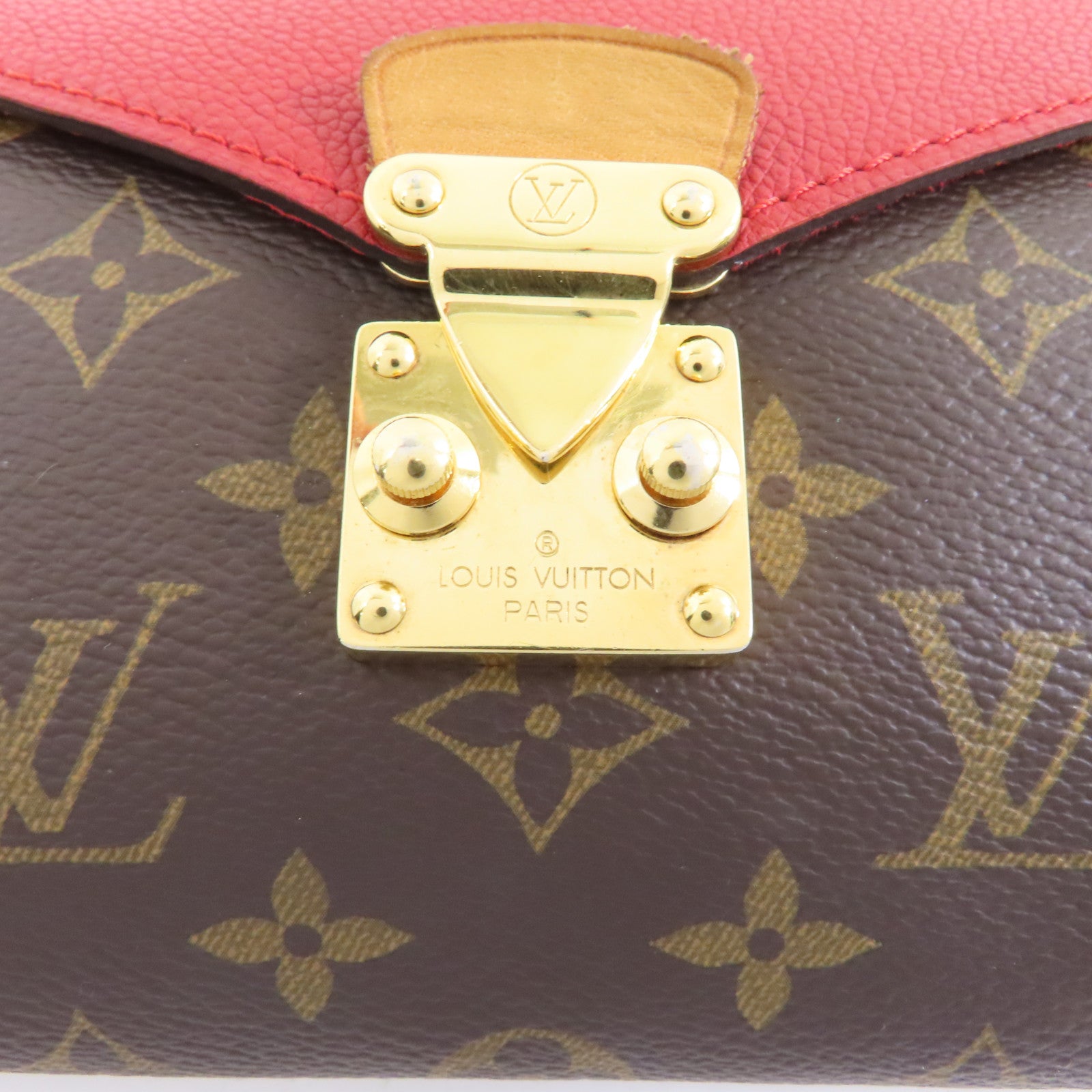 LOUIS VUITTON Monogram Locky BB金扣手挽肩背兩用袋啡色/紅色