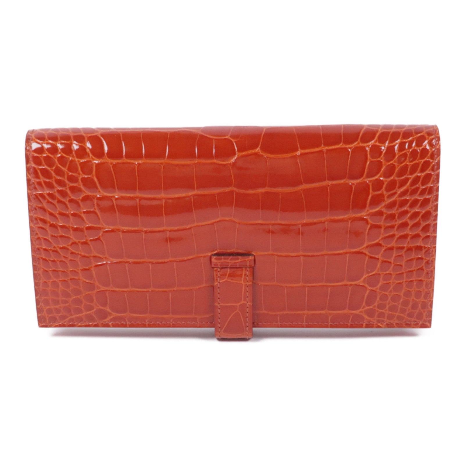 HERMES 鱷魚皮革Bearn Long wallet金扣長錢包