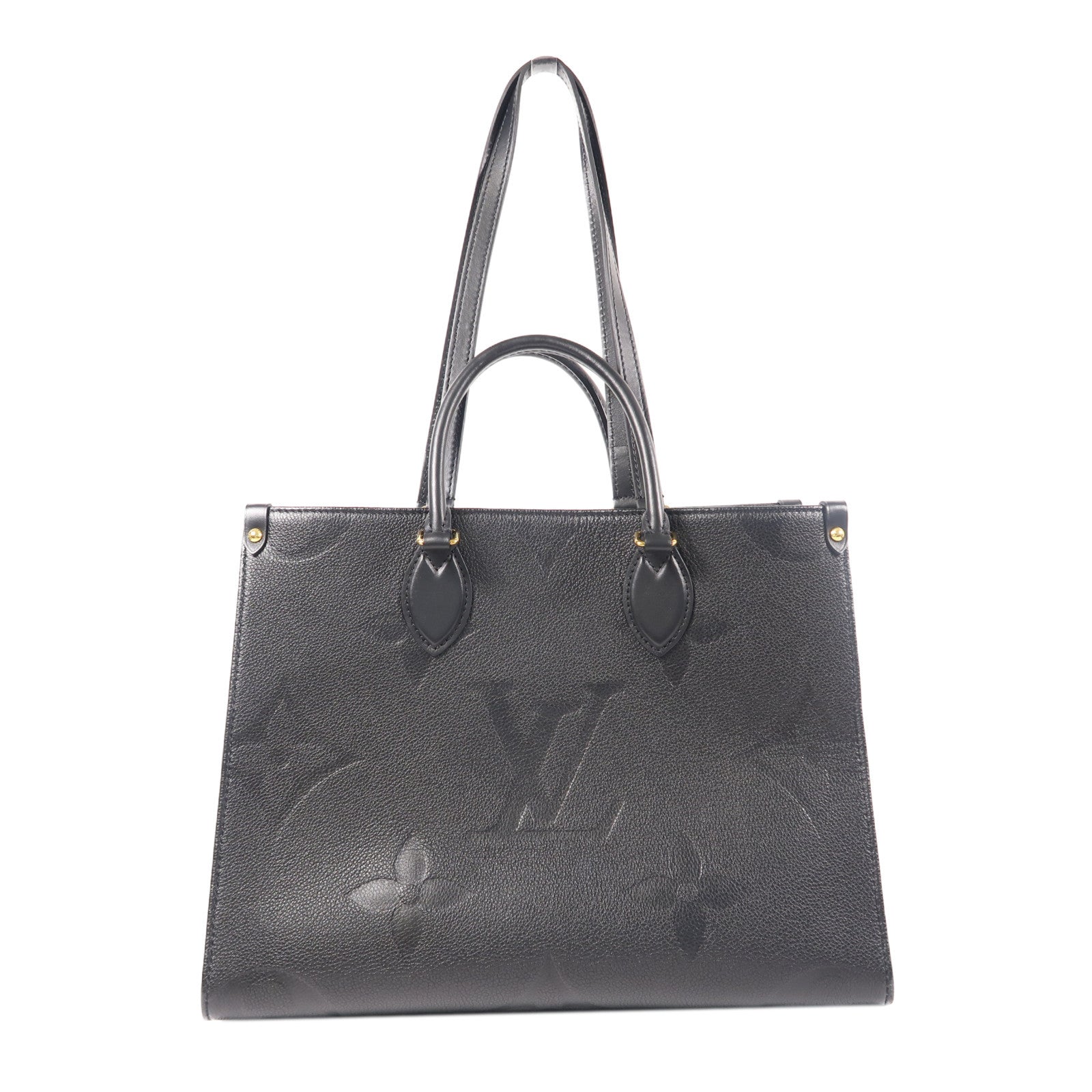 LOUIS VUITTON Monogram Empreinte On The Go金扣手挽肩背兩用袋黑色