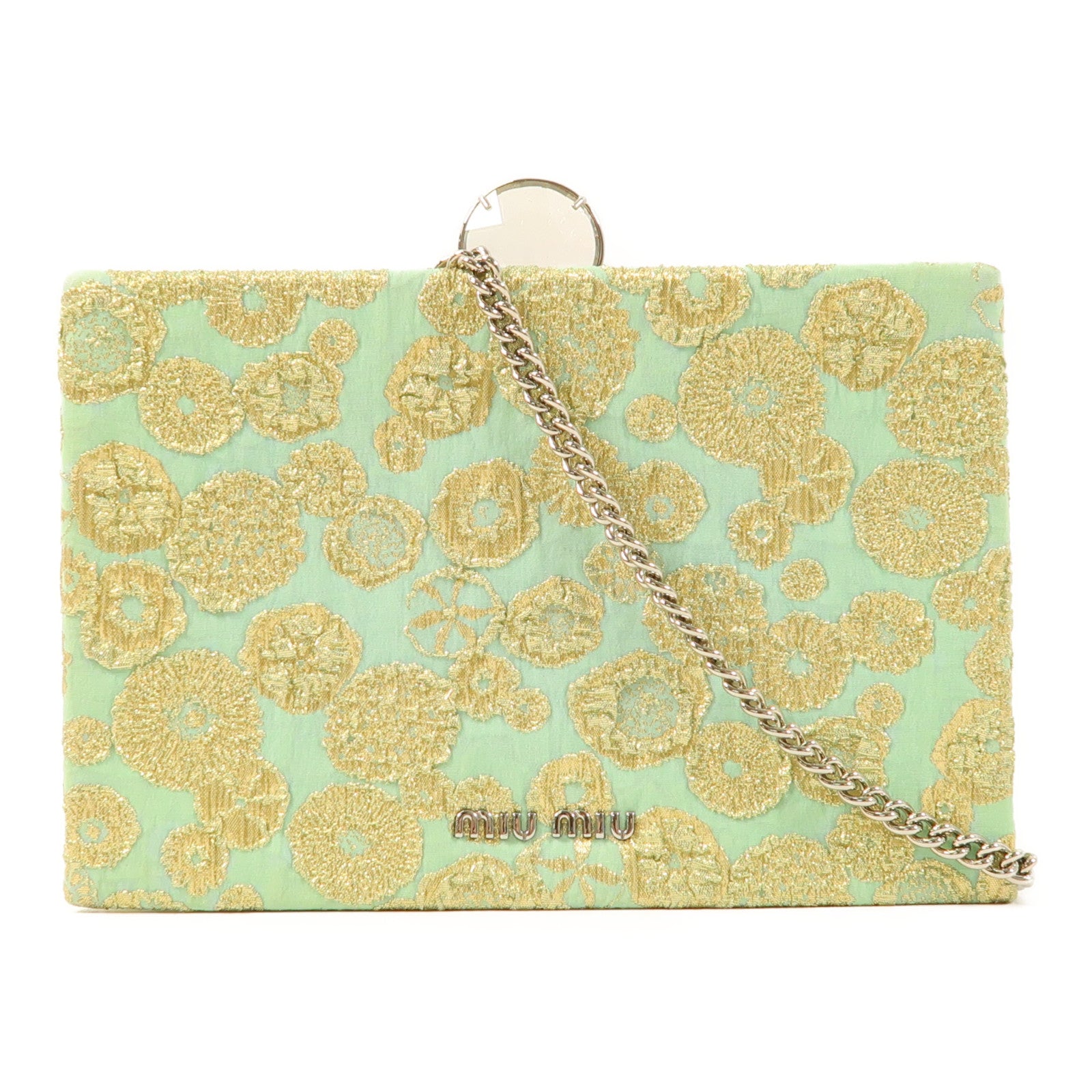 Miu Miu 【激減優惠】Broccato Lurex Chain Shoulder銀扣鏈帶肩背袋