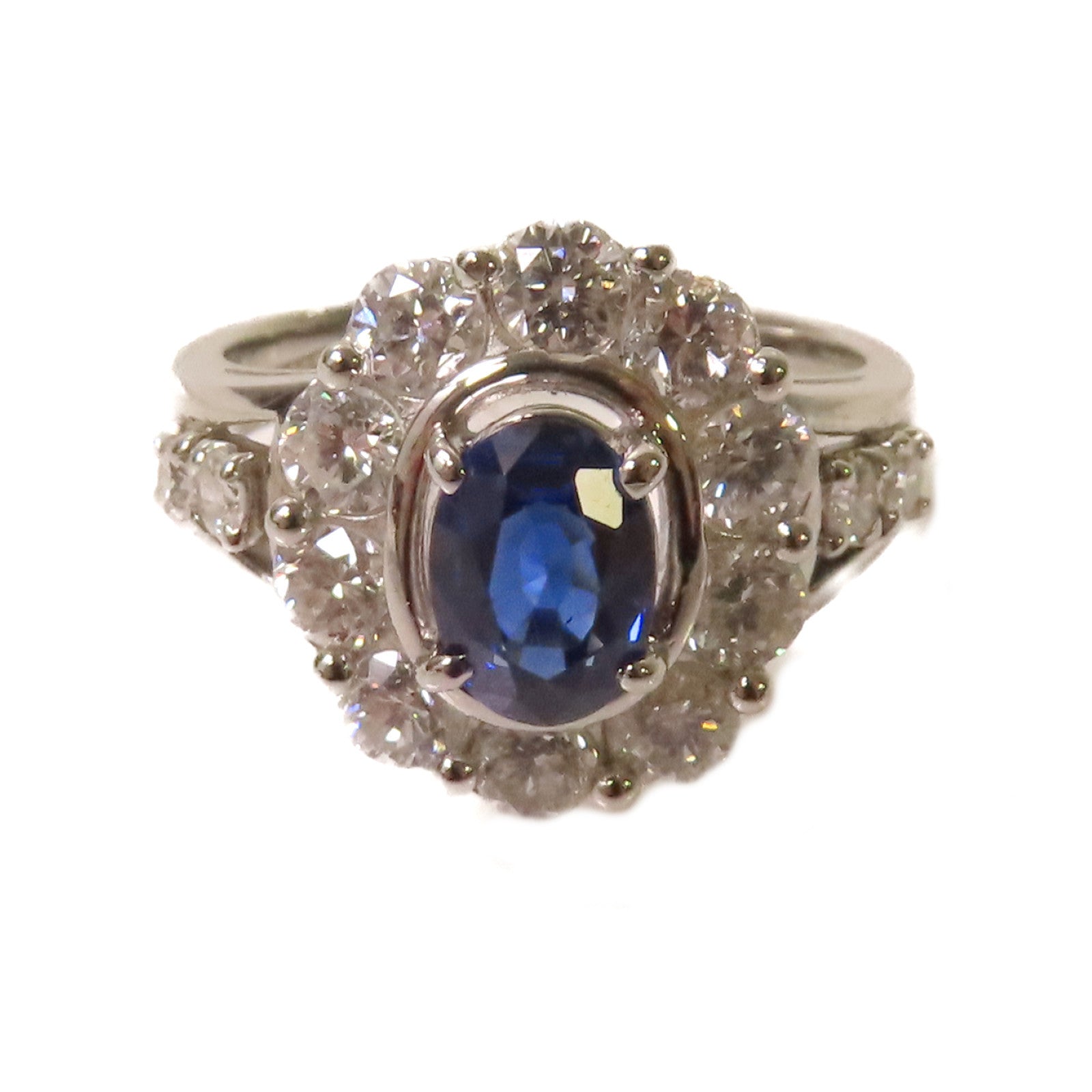 JEWELRY 【激減優惠】PT900鉑金/1.168ct藍寶石/1.42ct鑽石Sapphire Ring戒指US#5.5