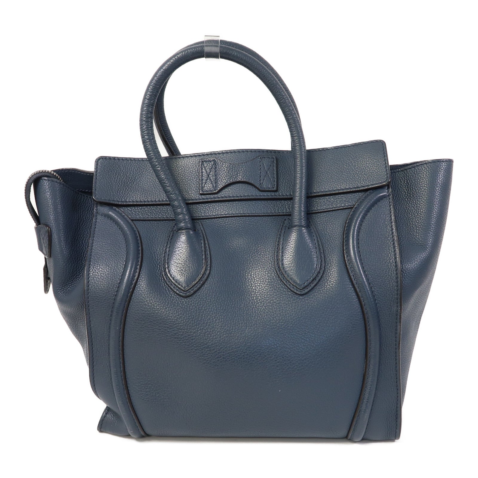 CELINE 【激減優惠】牛皮皮革Luggage銀扣手挽袋藍色