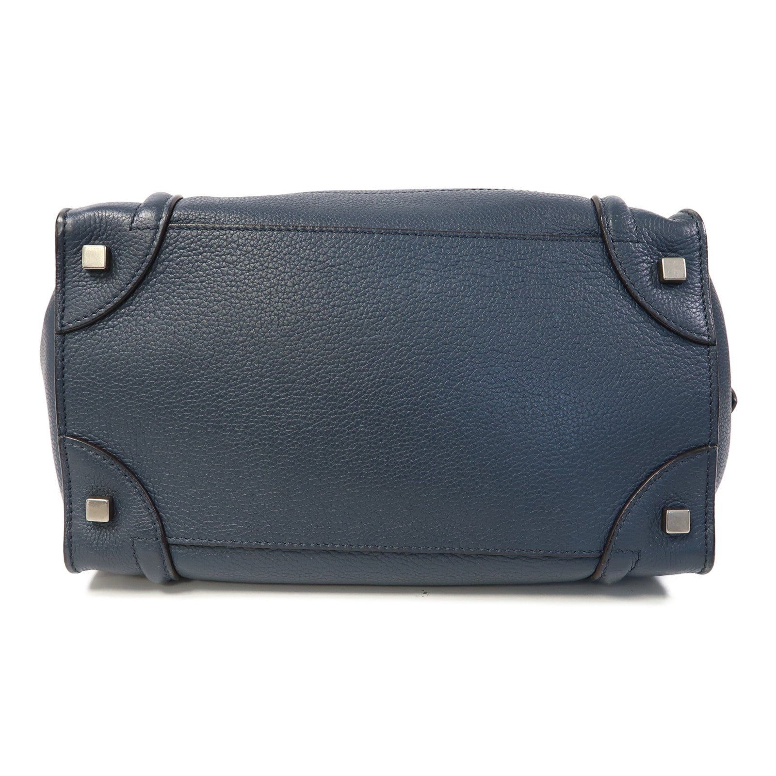 CELINE 【激減優惠】牛皮皮革Luggage銀扣手挽袋藍色